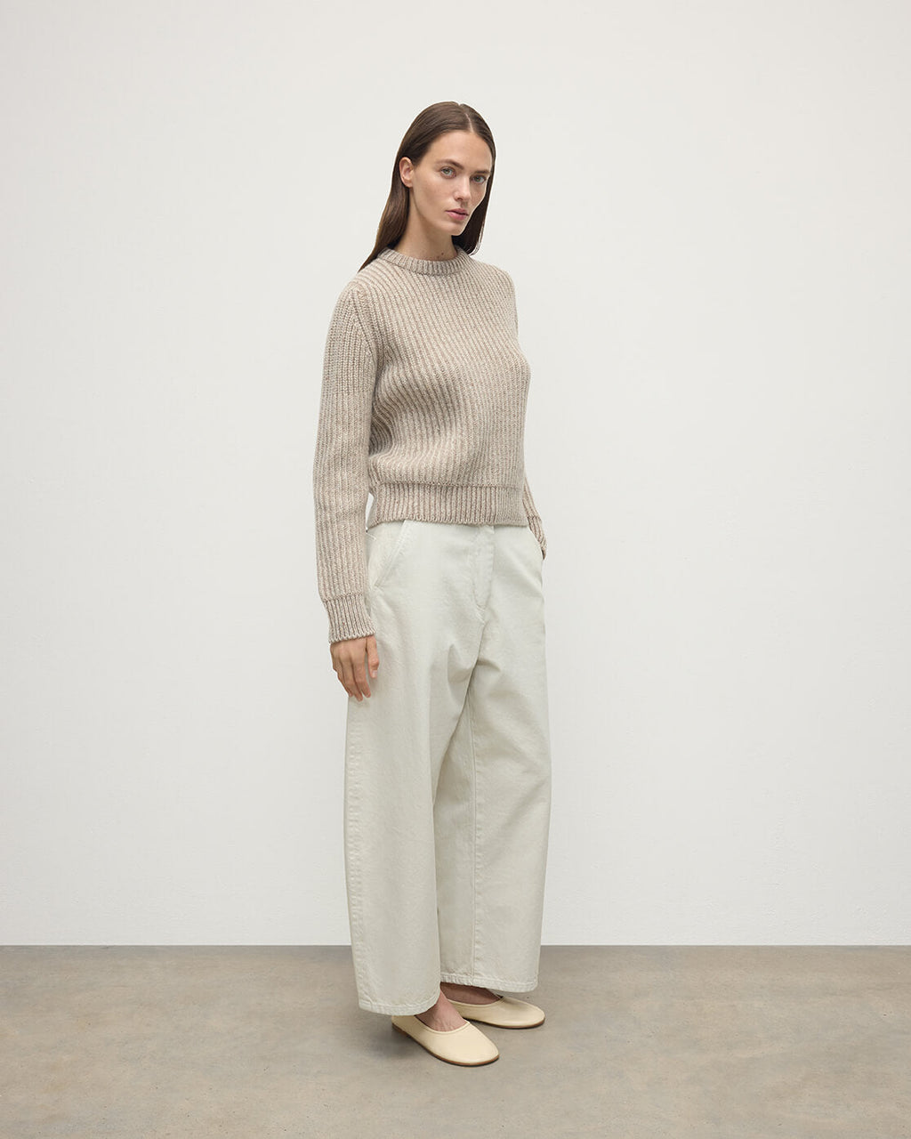 Johnstons of Elgin - High Neck Donegal Cashmere Cream Jumper