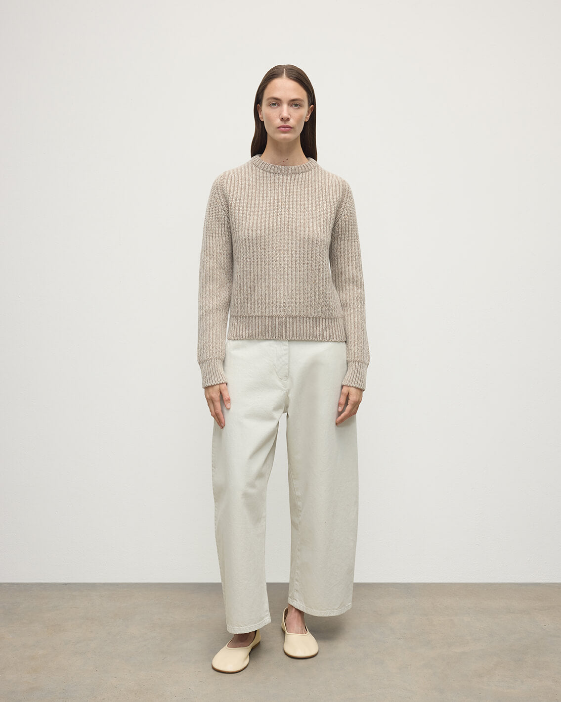 Johnstons of Elgin - High Neck Donegal Cashmere Cream Jumper
