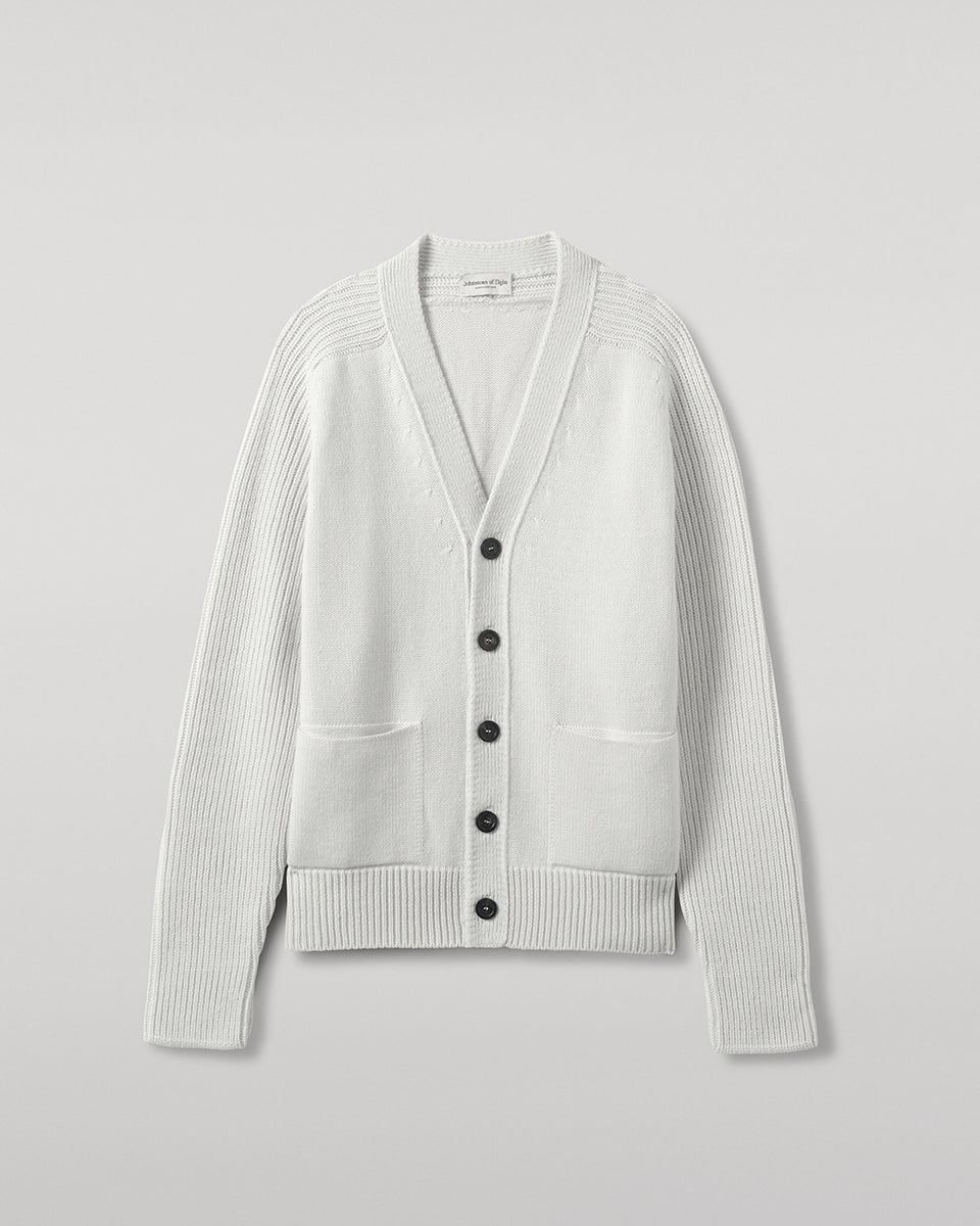 Johnstons of Elgin - Ribbed Cashmere White Cardigan