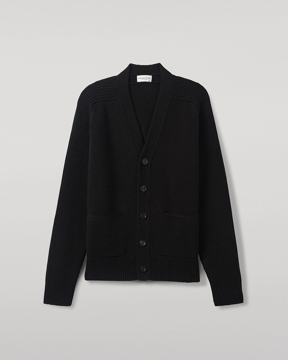 Johnstons of Elgin - Ribbed Cashmere Black Cardigan