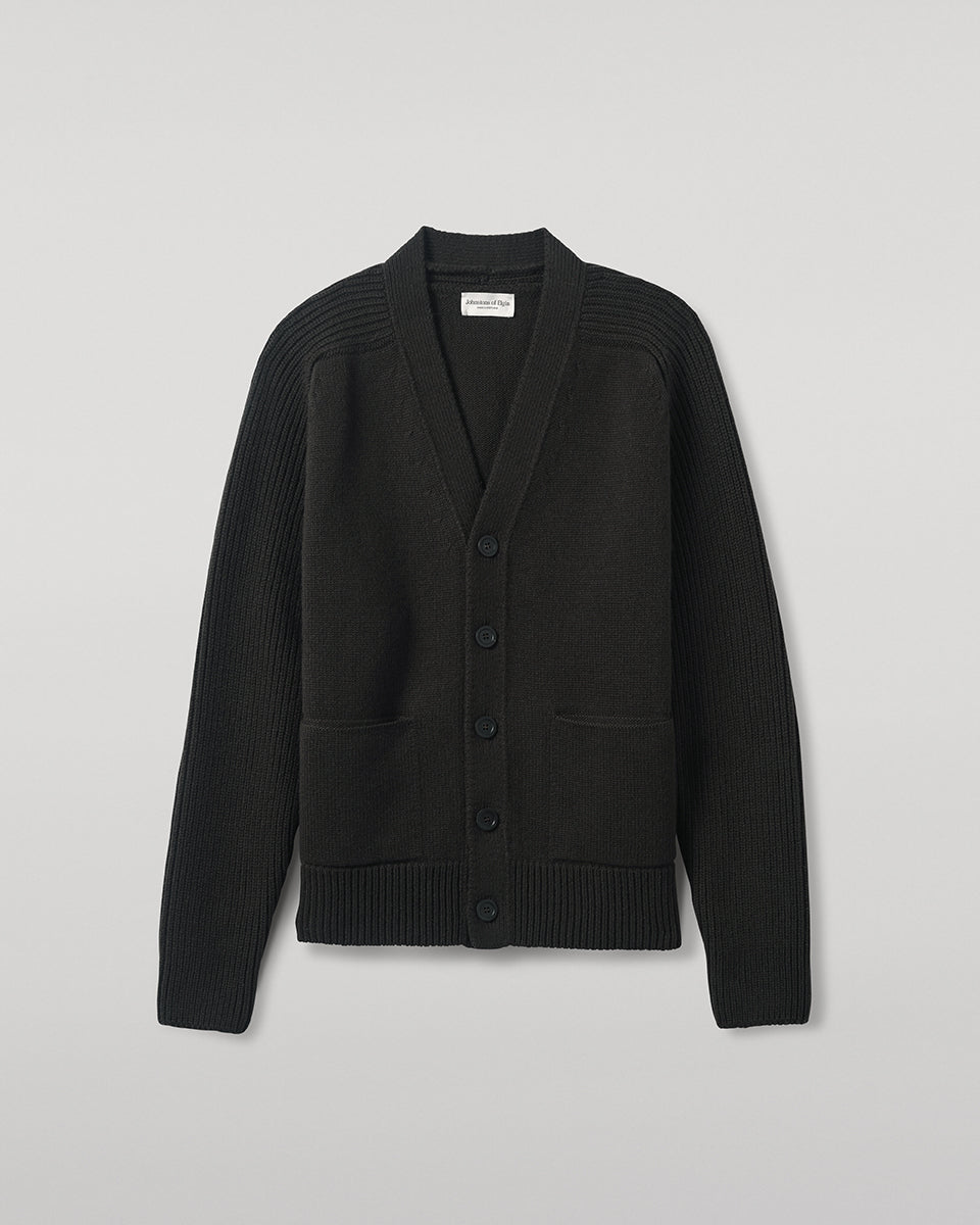 Johnstons of Elgin - Ribbed Cashmere Dark Grey Cardigan