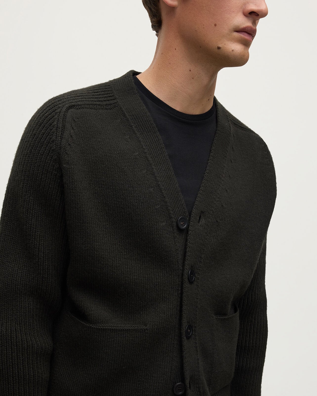Johnstons of Elgin - Ribbed Cashmere Dark Grey Cardigan