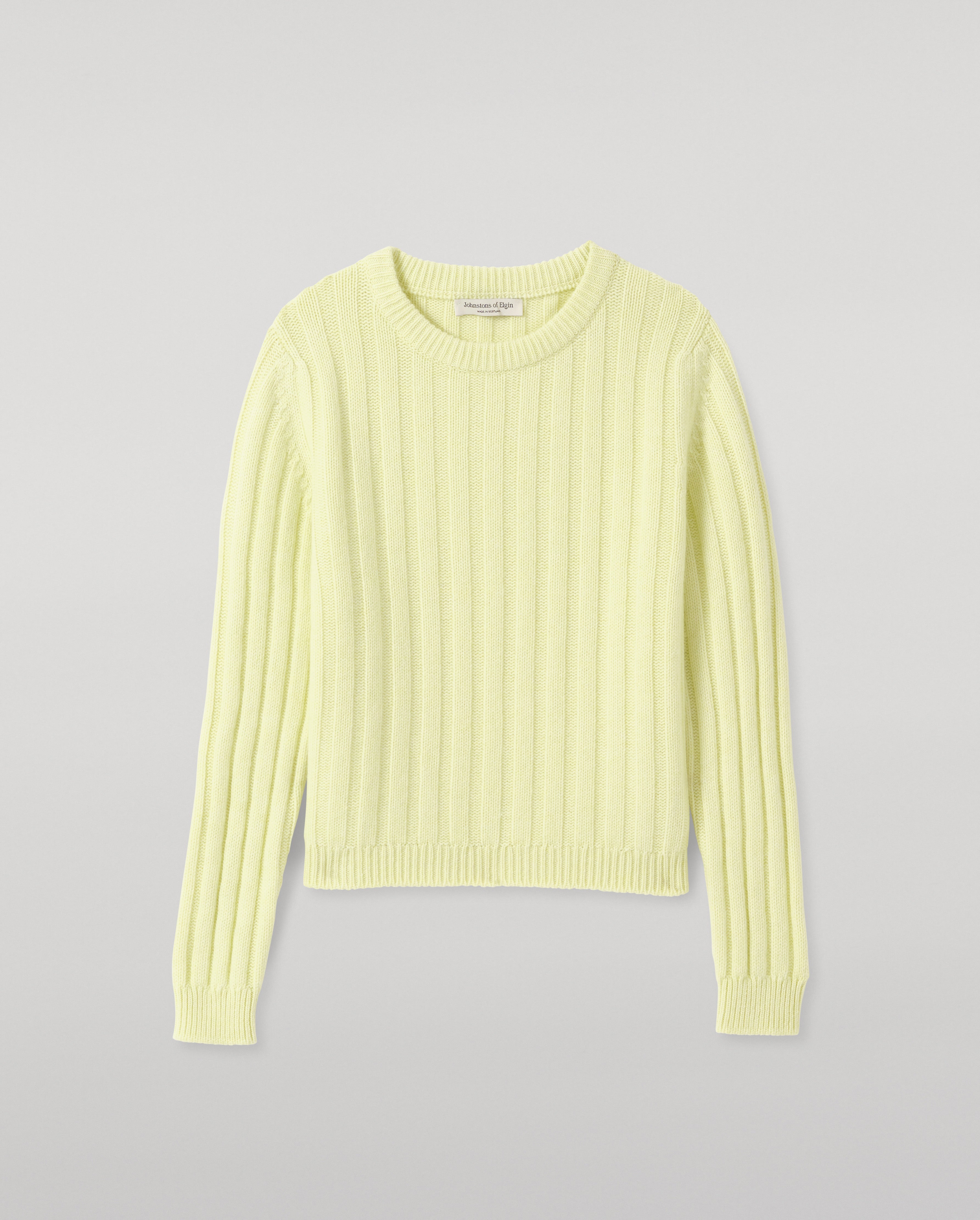 Johnstons of Elgin - Lecht Yellow Cashmere Crew Jumper