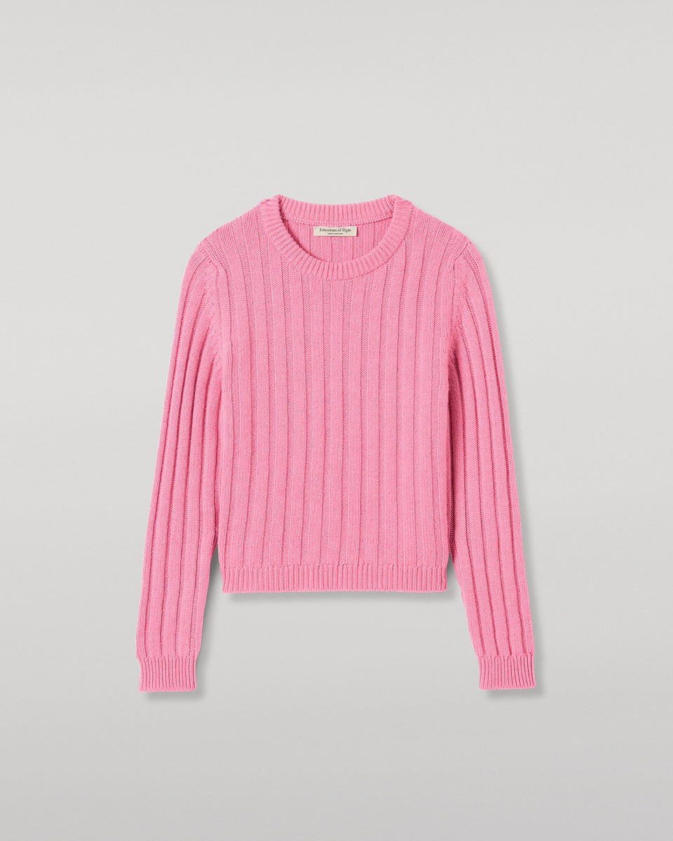 Johnstons of Elgin - Lecht Pink Cashmere Crew Jumper