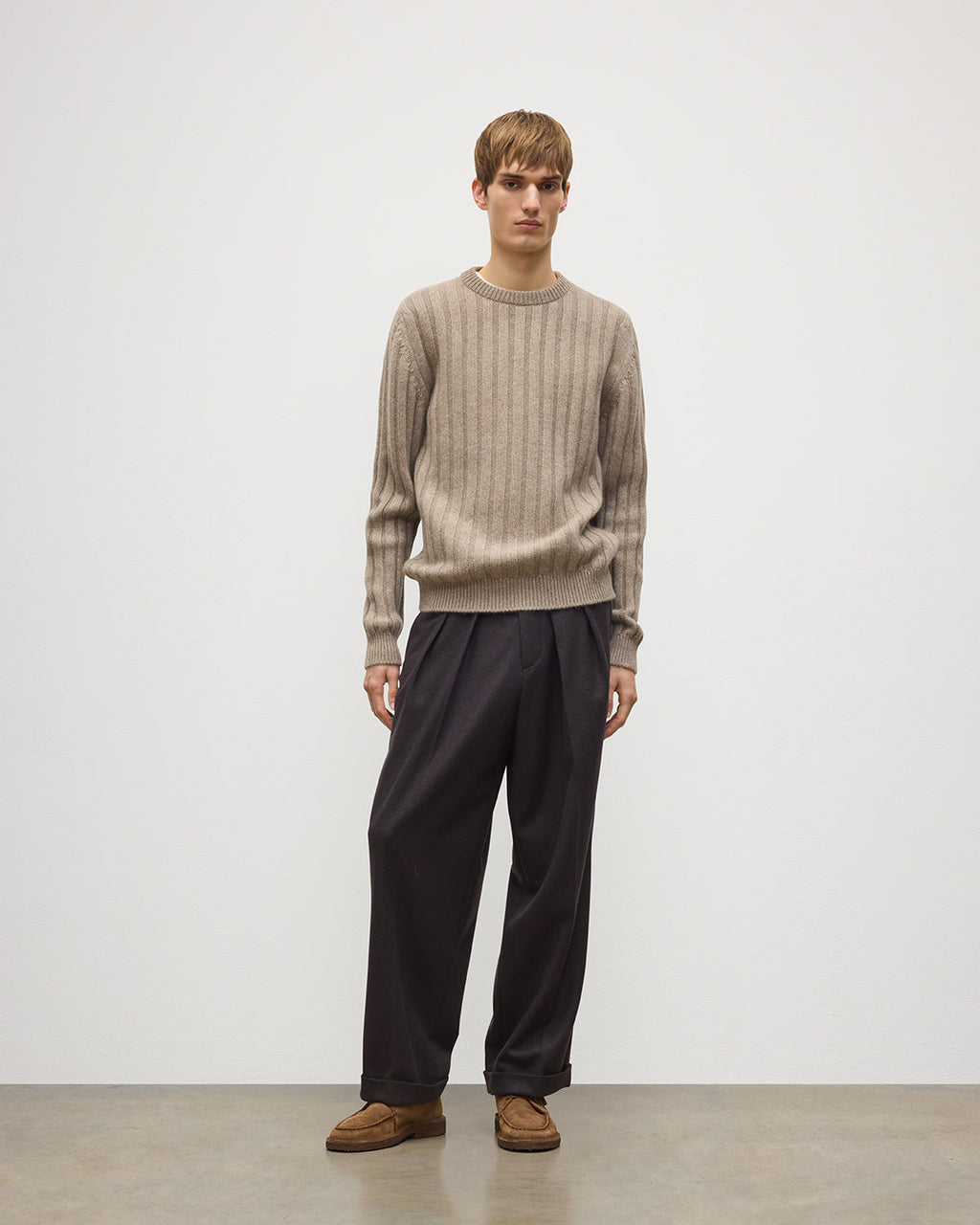 Johnstons of Elgin - Peel Light Brown Cashmere Jumper