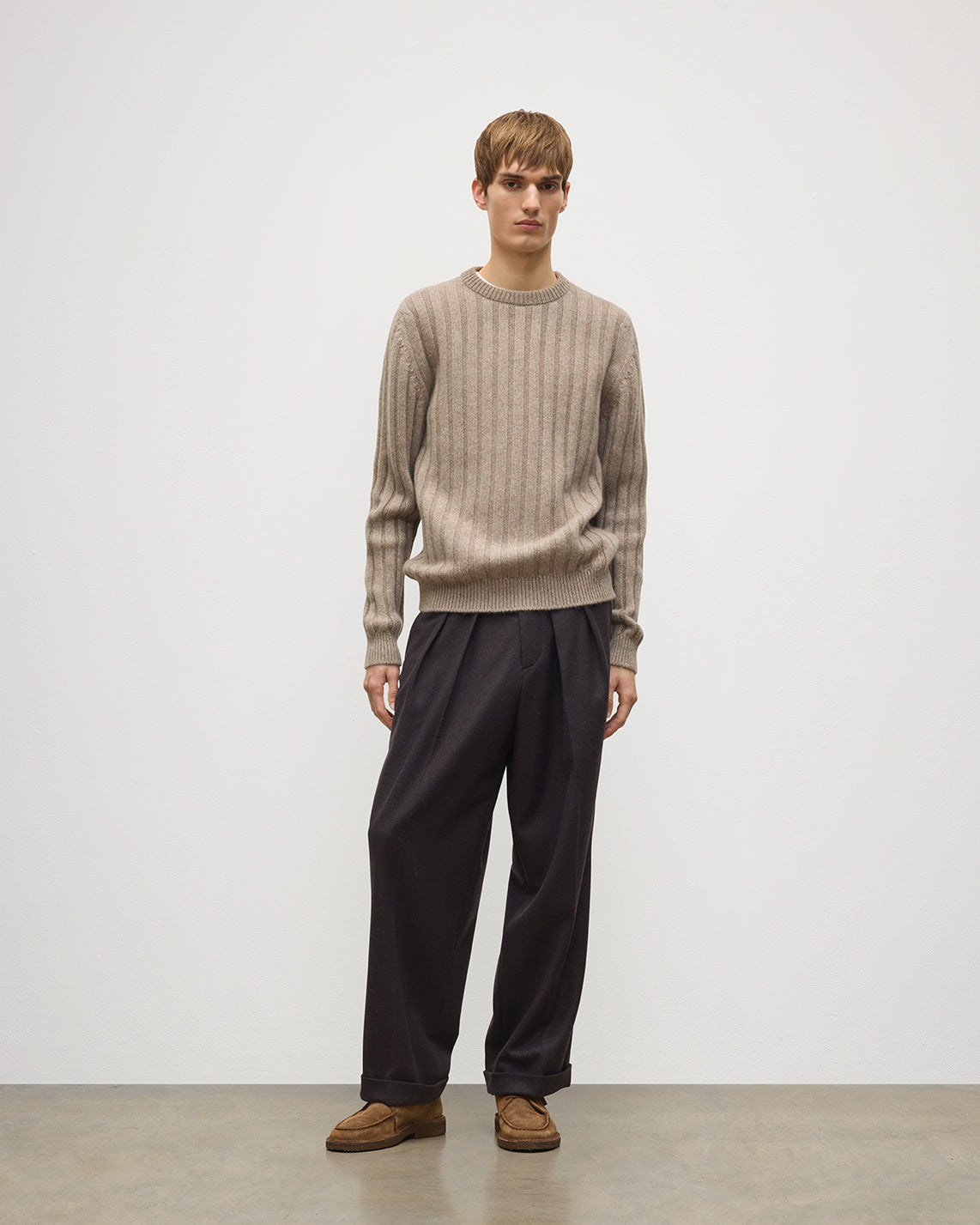 Johnstons of Elgin - Peel Light Brown Cashmere Jumper