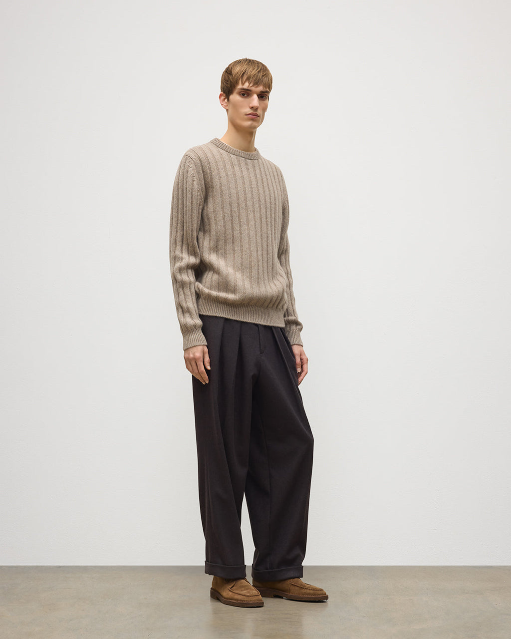 Johnstons of Elgin - Peel Light Brown Cashmere Jumper