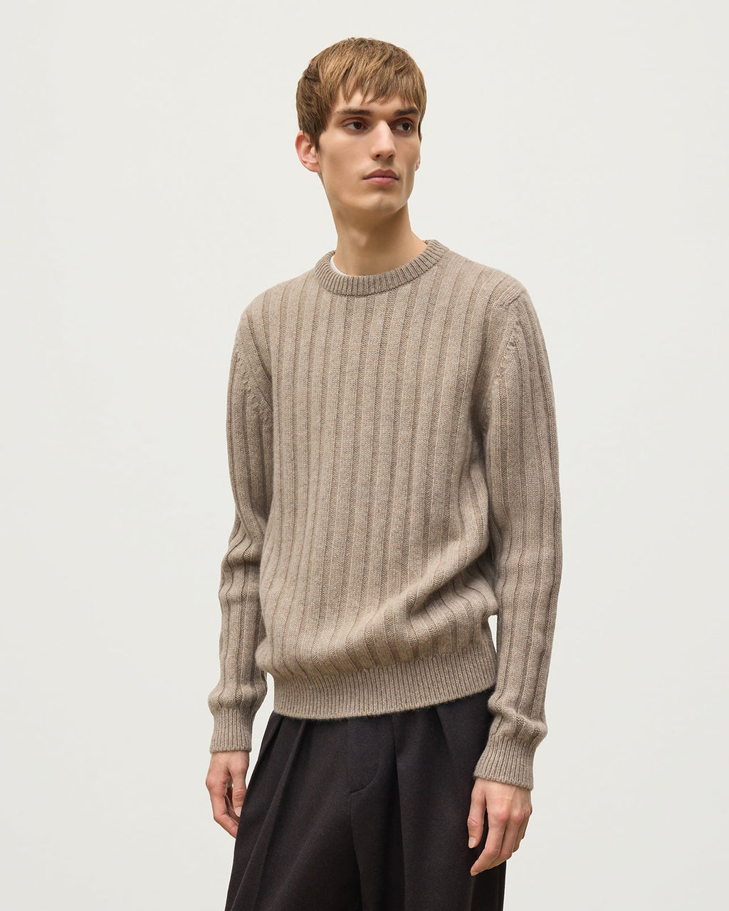 Johnstons of Elgin - Peel Light Brown Cashmere Jumper