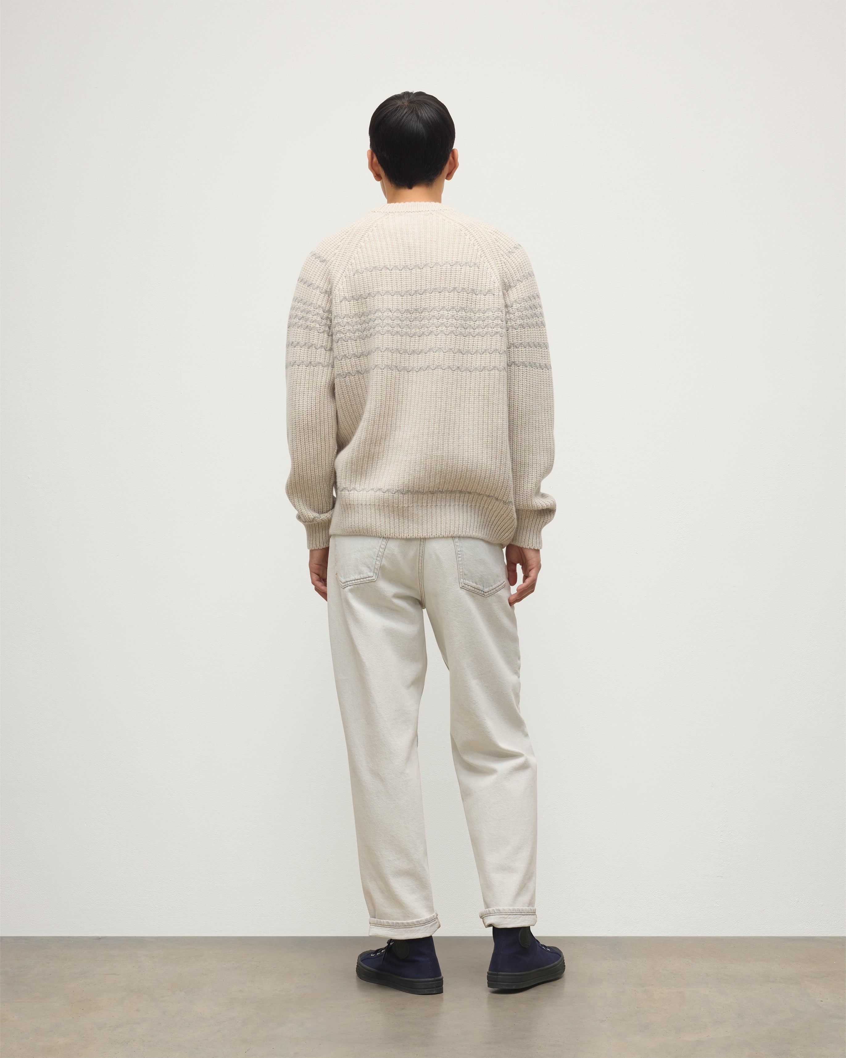 Johnstons of Elgin - Summit Natural & Grey Cashmere Jumper