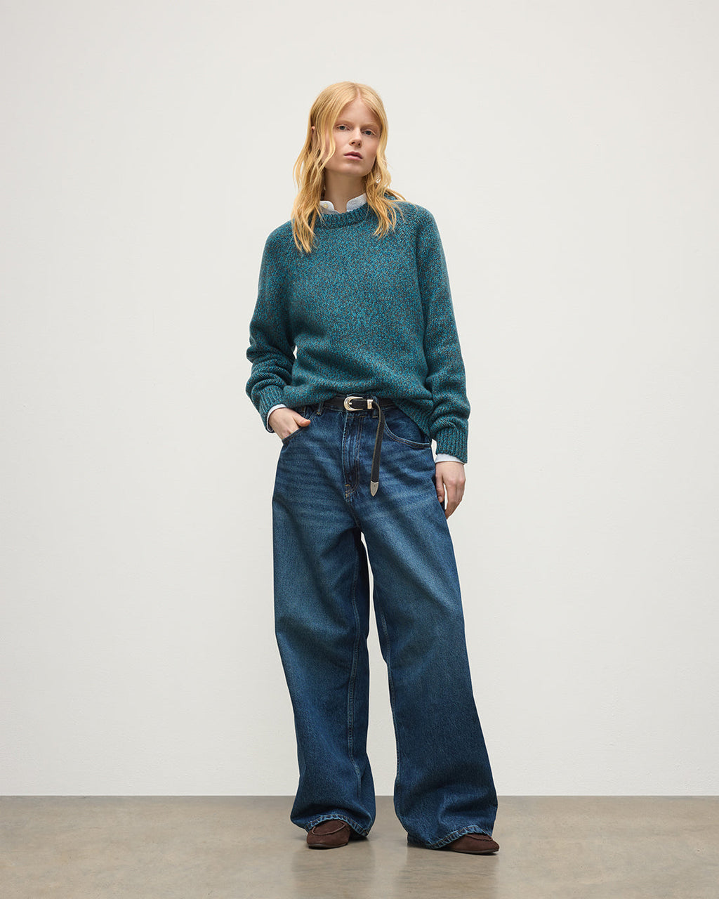 Johnstons of Elgin - Fyfe Blue Cashmere Jumper