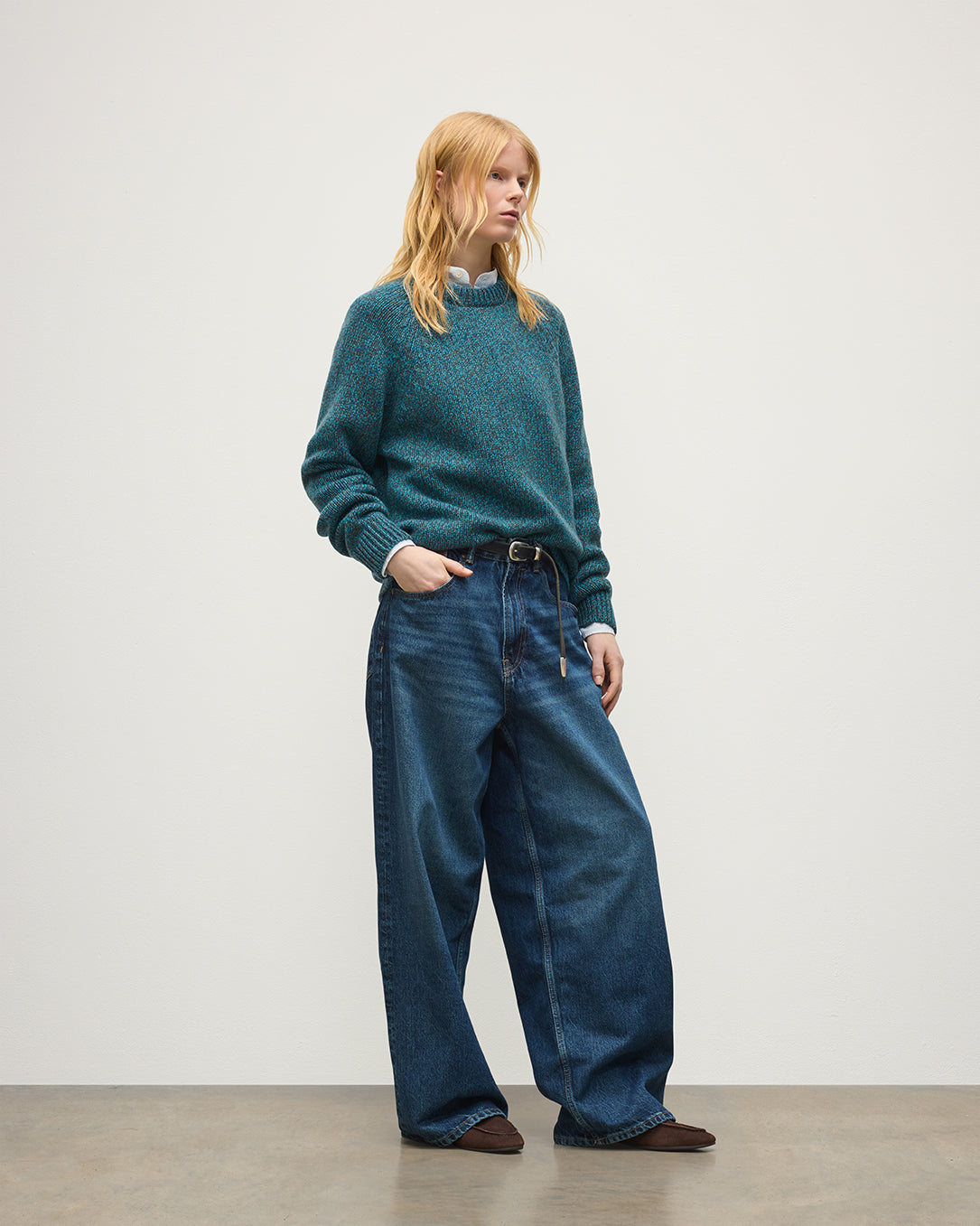 Johnstons of Elgin - Fyfe Blue Cashmere Jumper