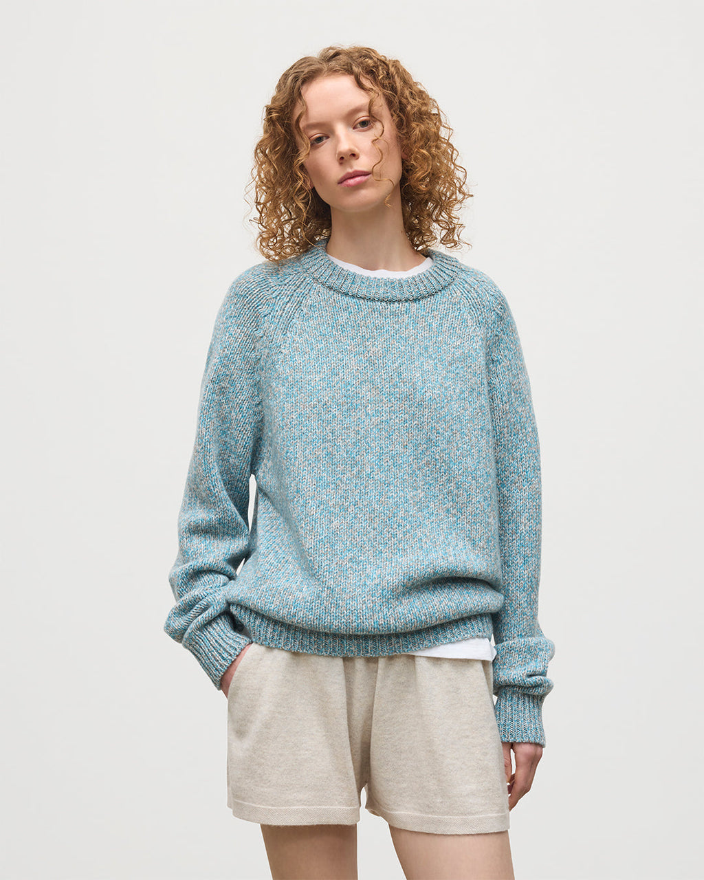 Johnstons of Elgin - Fyfe Bright Blue Cashmere Jumper