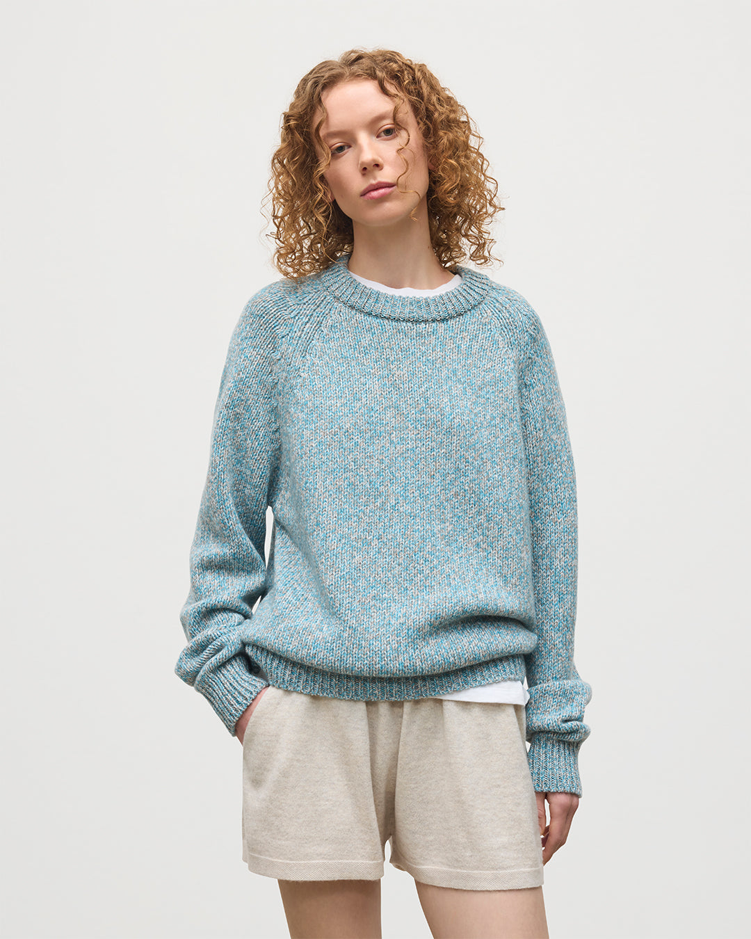 Johnstons of Elgin - Fyfe Bright Blue Cashmere Jumper