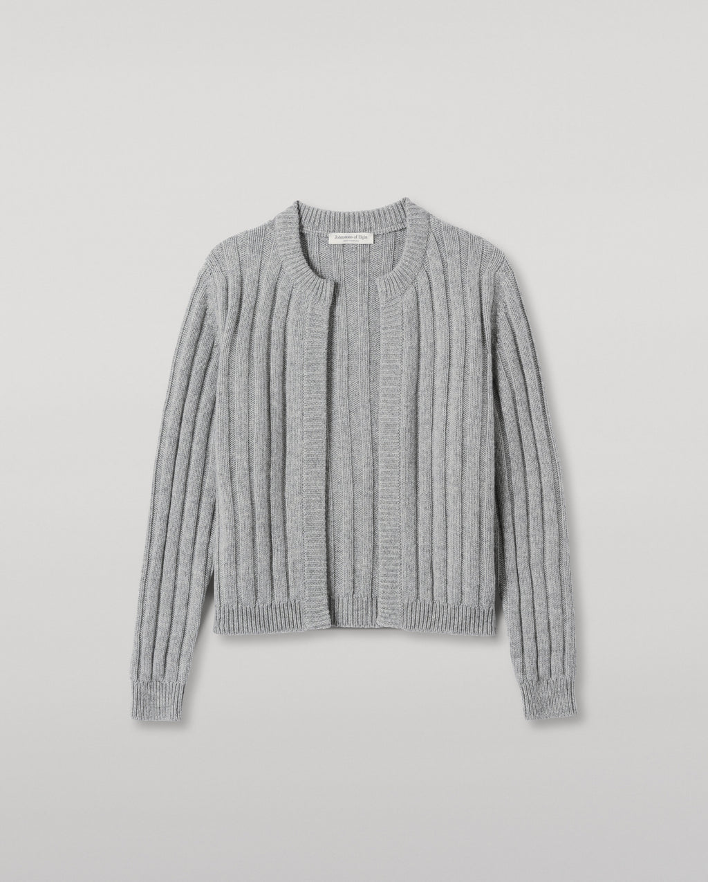 Johnstons of Elgin - Lecht Grey Cashmere Crew Cardigan