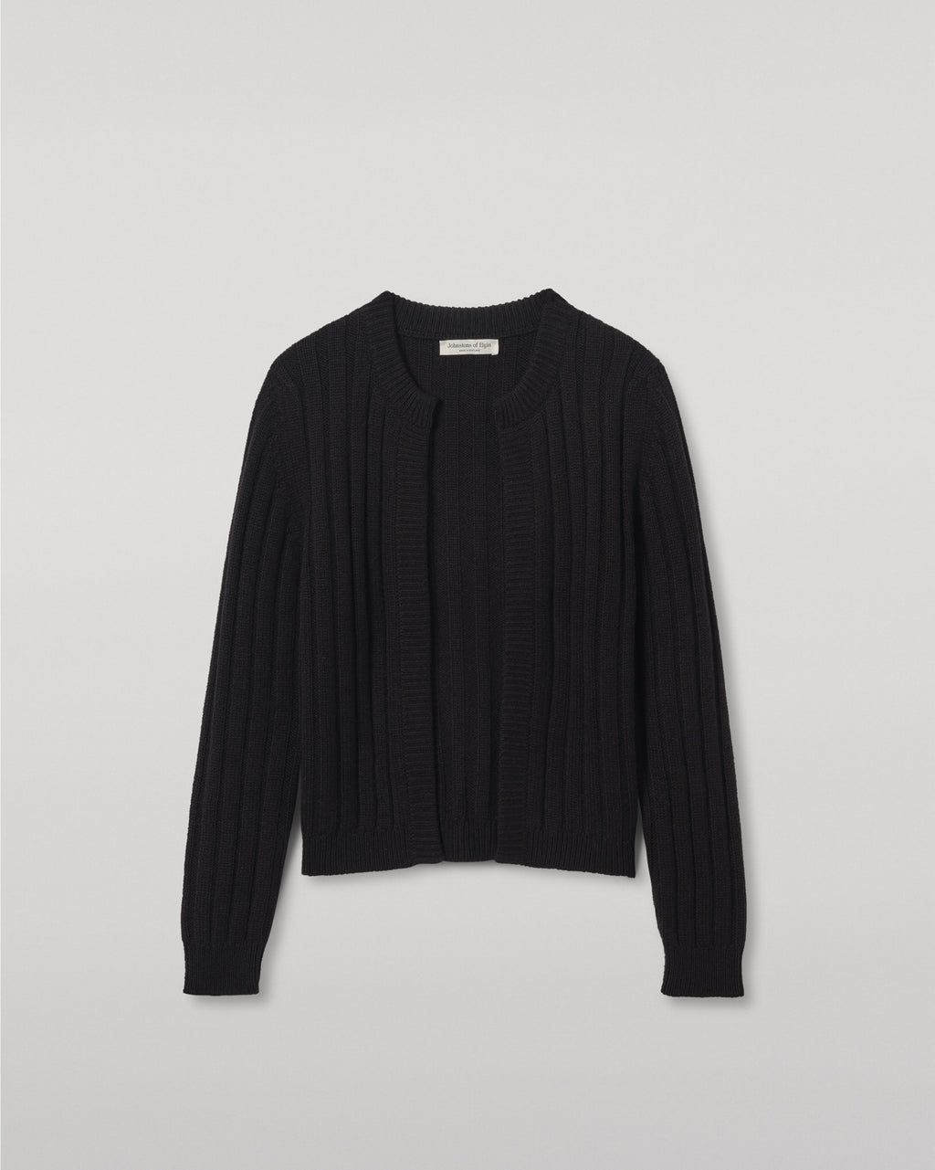 Johnstons of Elgin - Lecht Black Cashmere Crew Cardigan