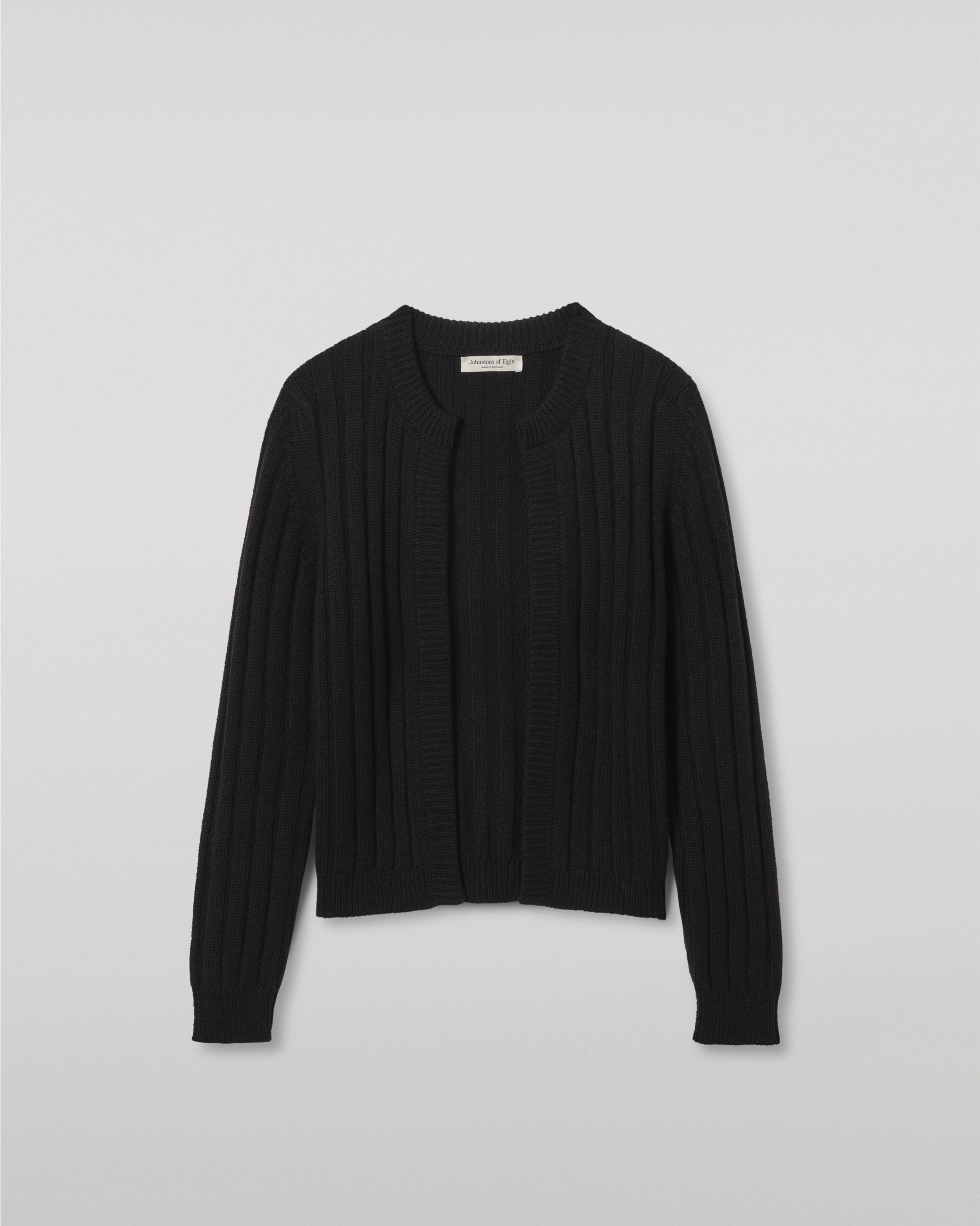 Johnstons of Elgin - Lecht Black Cashmere Crew Cardigan