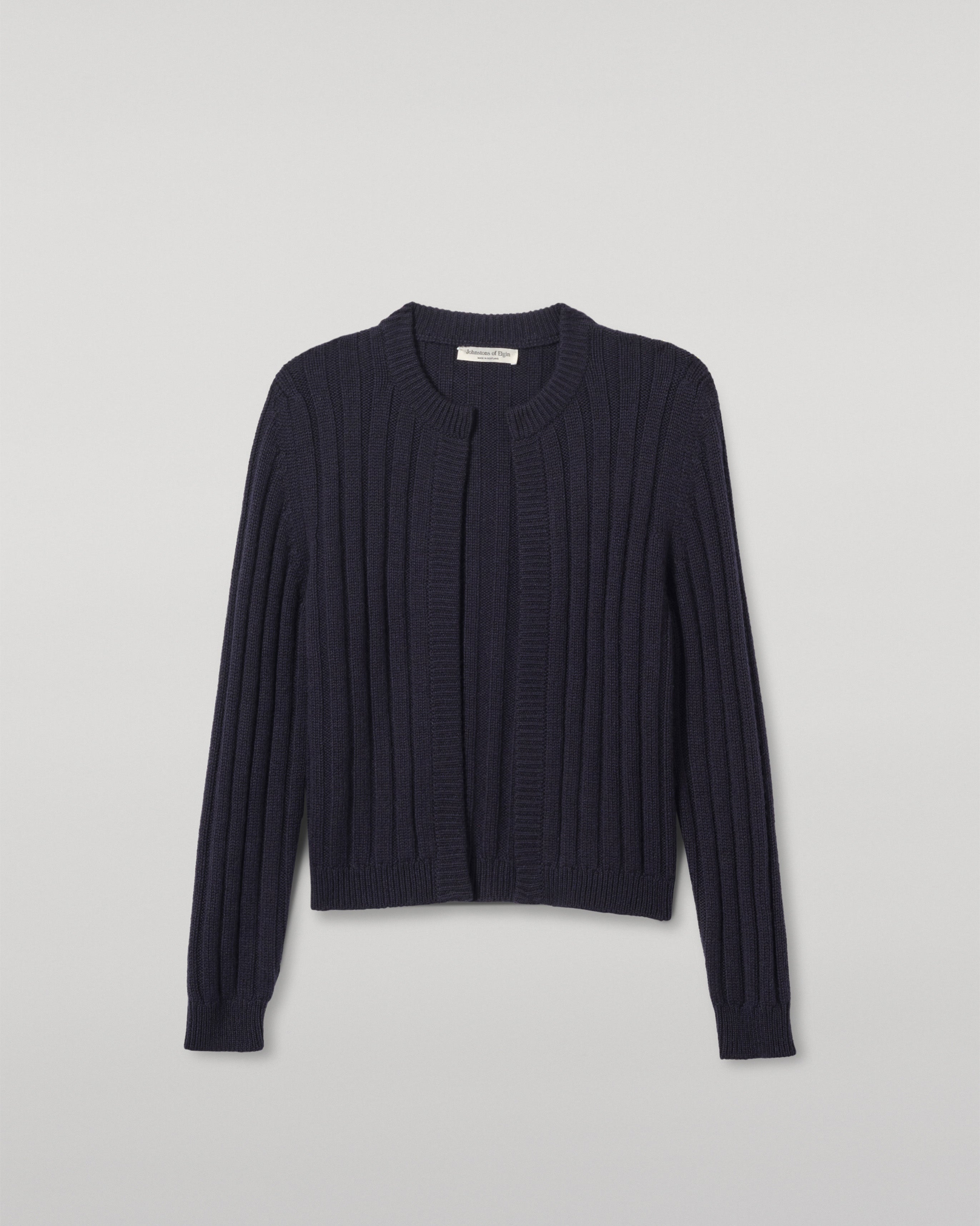 Johnstons of Elgin - Lecht Dark Navy Cashmere Crew Cardigan