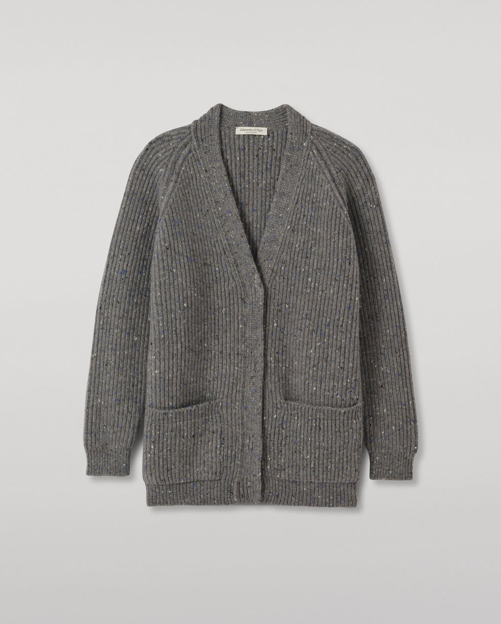 Johnstons of Elgin - Norah Ribbed Grey Donegal Cashmere Cardigan