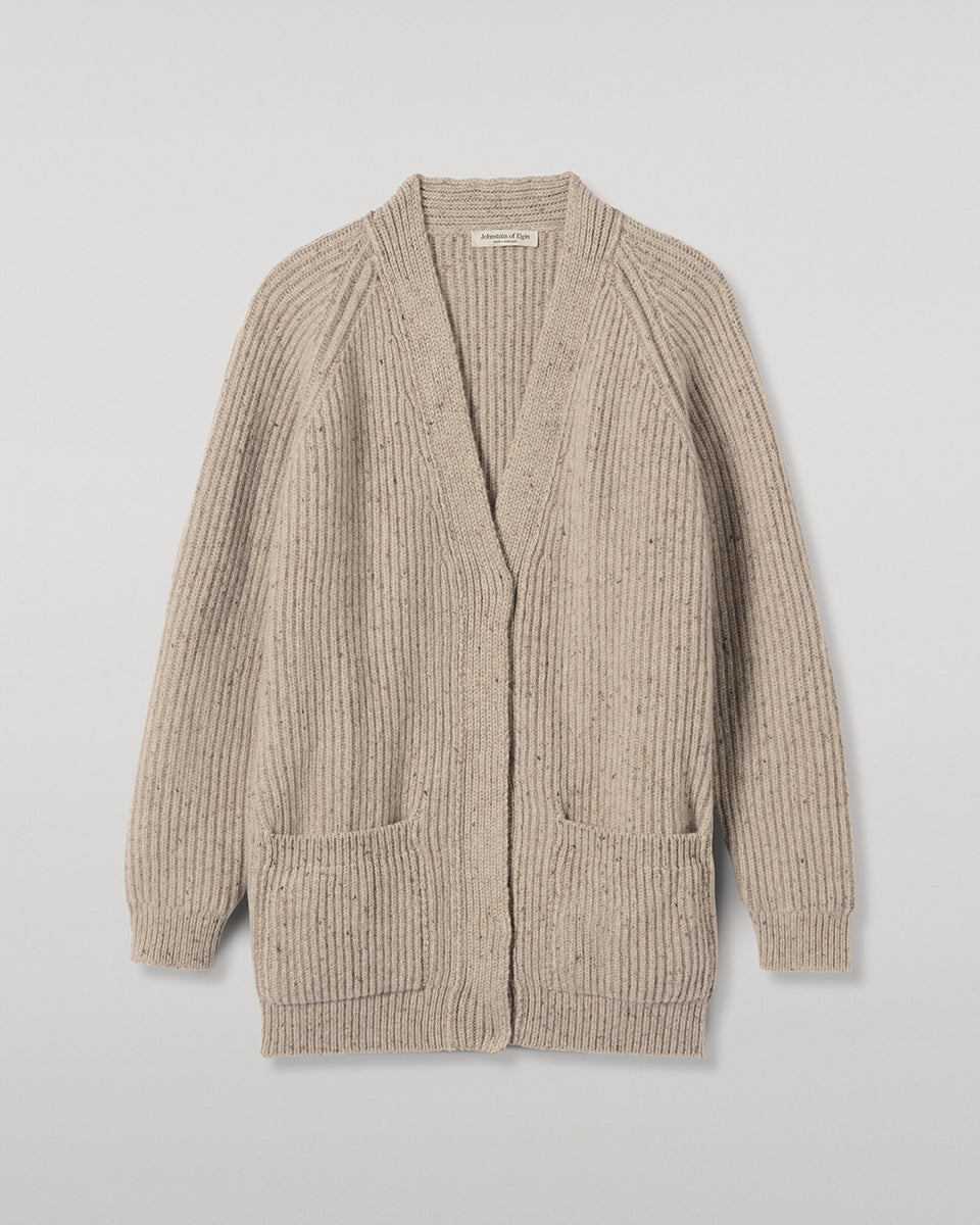 Johnstons of Elgin - Norah Ribbed Natural Donegal Cashmere Cardigan