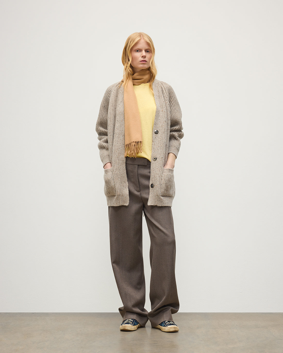 Johnstons of Elgin - Norah Ribbed Natural Donegal Cashmere Cardigan