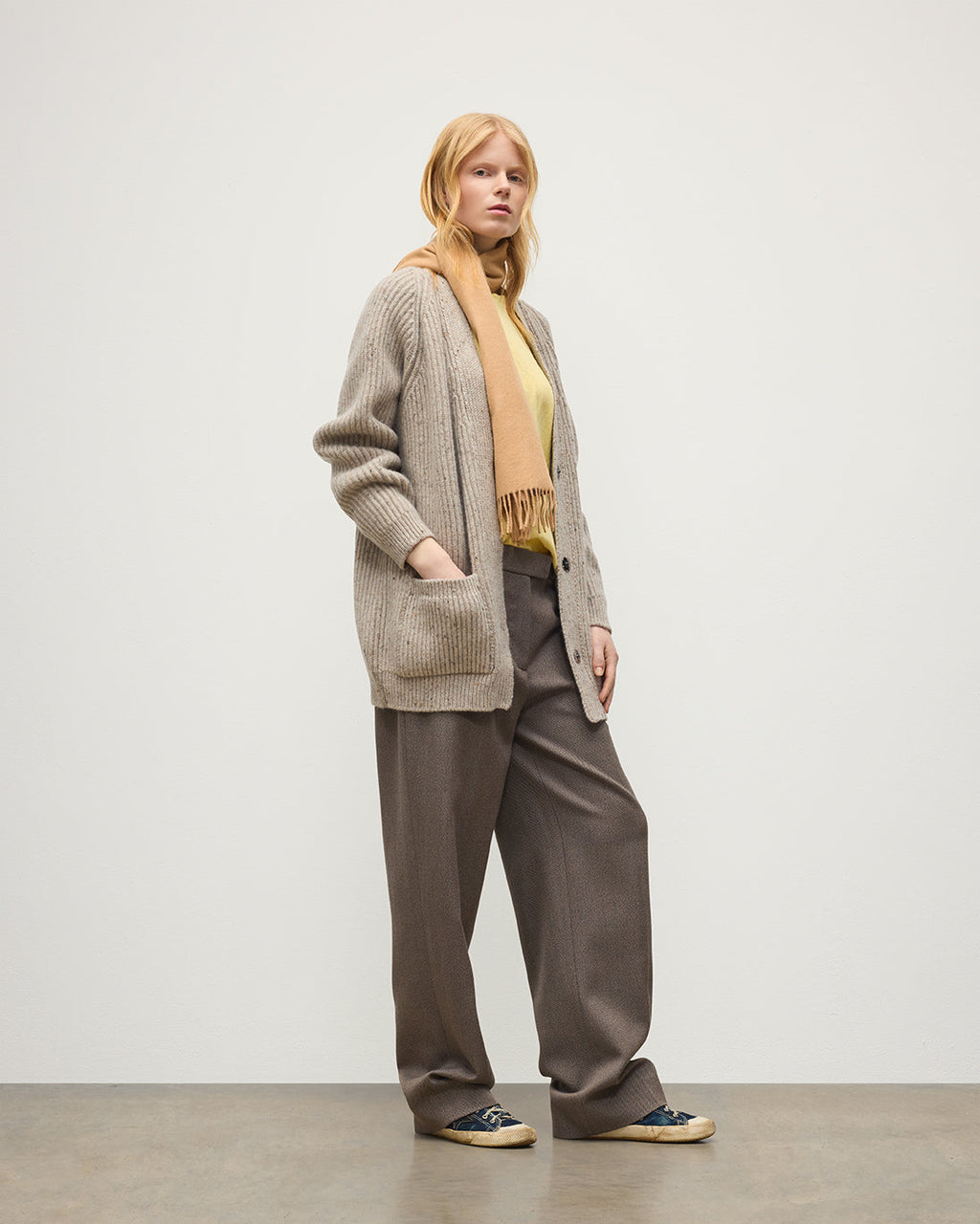 Johnstons of Elgin - Norah Ribbed Natural Donegal Cashmere Cardigan
