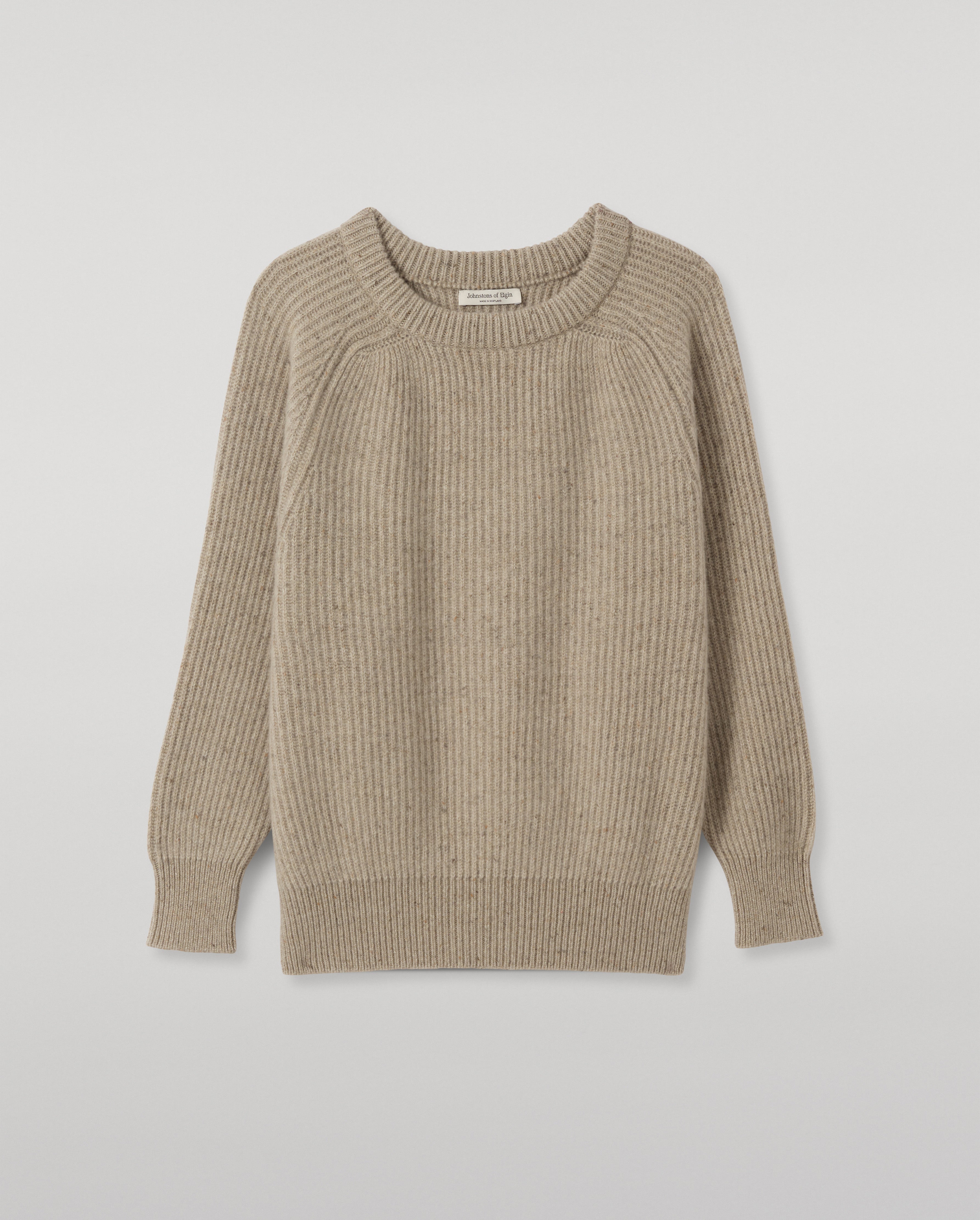 Johnstons of Elgin - Norah Ribbed Natural Donegal Cashmere Jumper