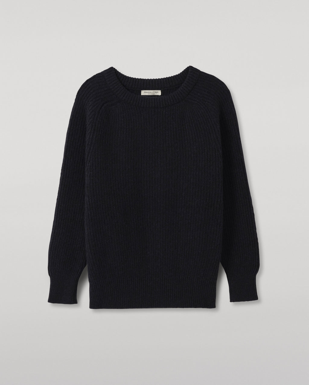 Johnstons of Elgin - Norah Ribbed Blue Donegal Cashmere Jumper