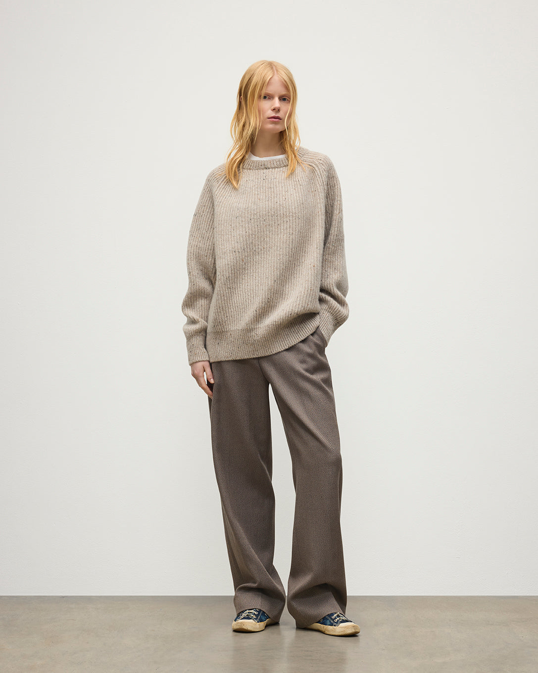 Johnstons of Elgin - Norah Ribbed Natural Donegal Cashmere Jumper
