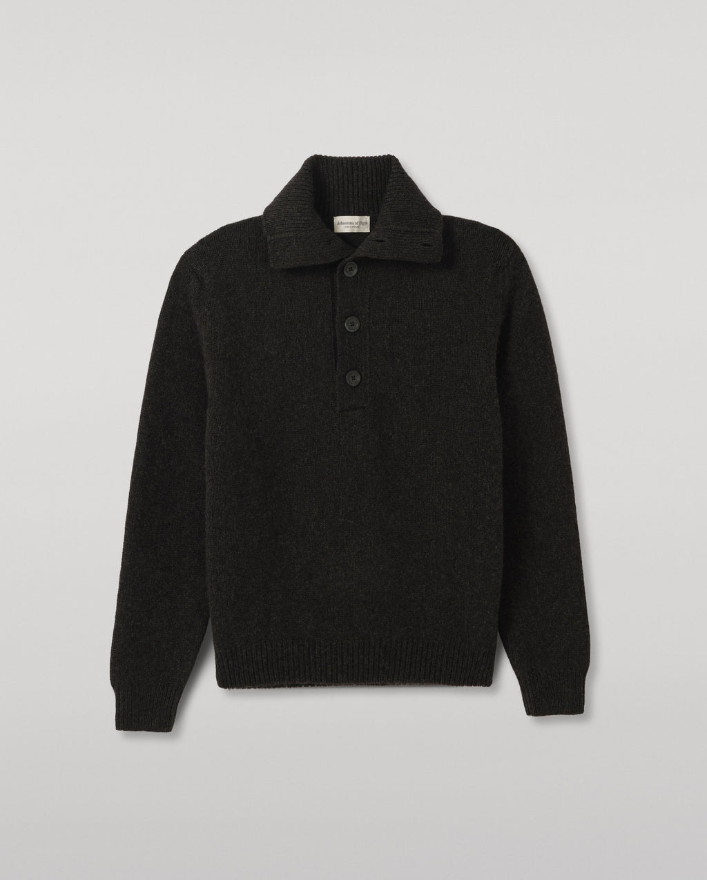 Johnstons of Elgin - Douglas Button Neck Dark Grey Cashmere Jumper