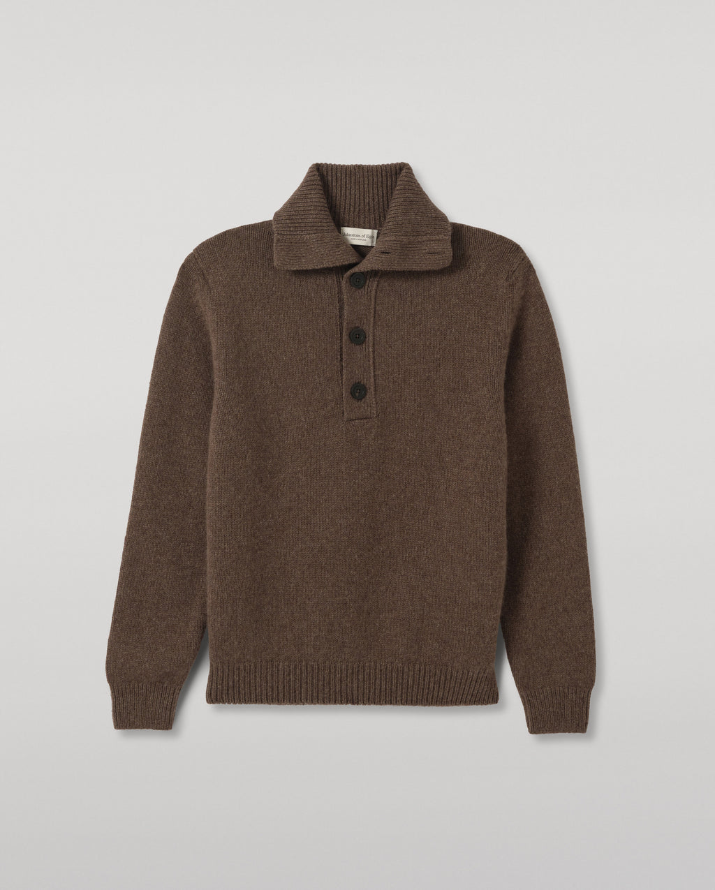Johnstons of Elgin - Douglas Button Neck Brown Cashmere Jumper