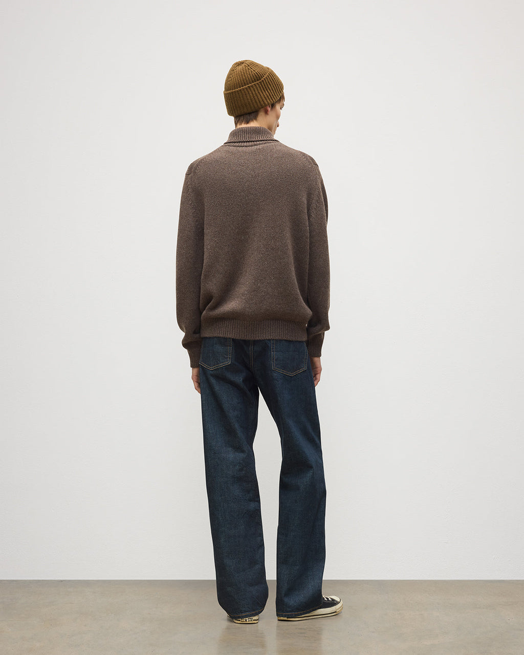 Johnstons of Elgin - Douglas Button Neck Brown Cashmere Jumper