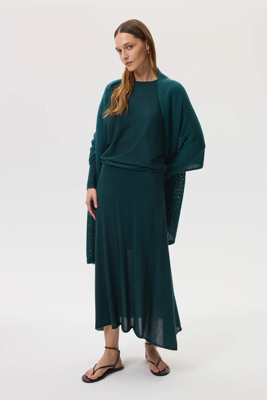 Johnstons of Elgin - Cashmere Silk A - Line Green Skirt