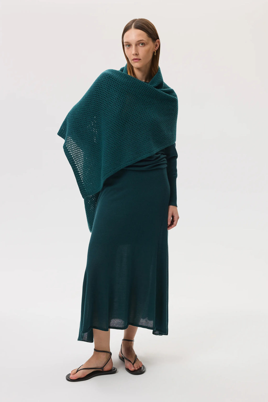 Johnstons of Elgin - Cashmere Silk A - Line Green Skirt