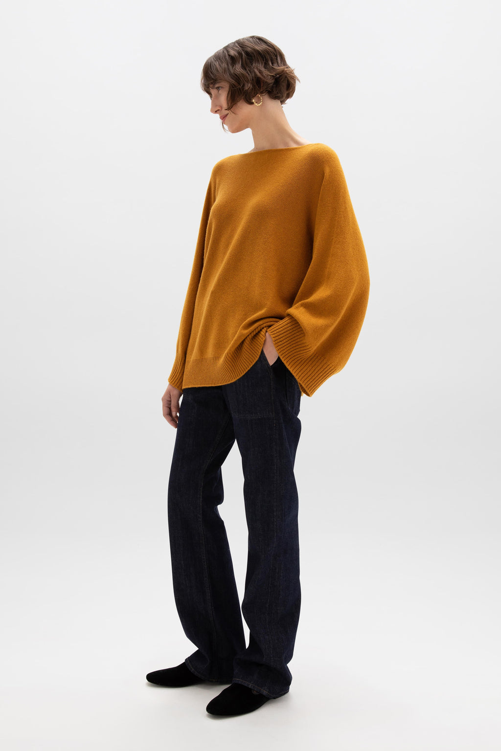 Johnstons of Elgin - Cashmere Cape Dark Yellow Jumper