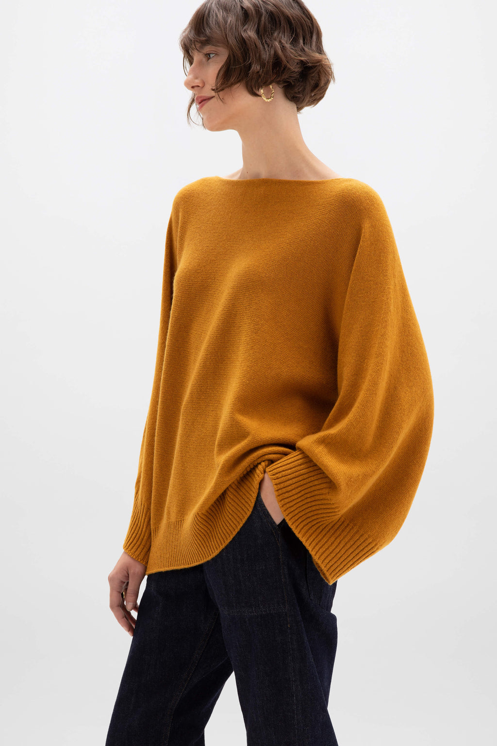 Johnstons of Elgin - Cashmere Cape Dark Yellow Jumper