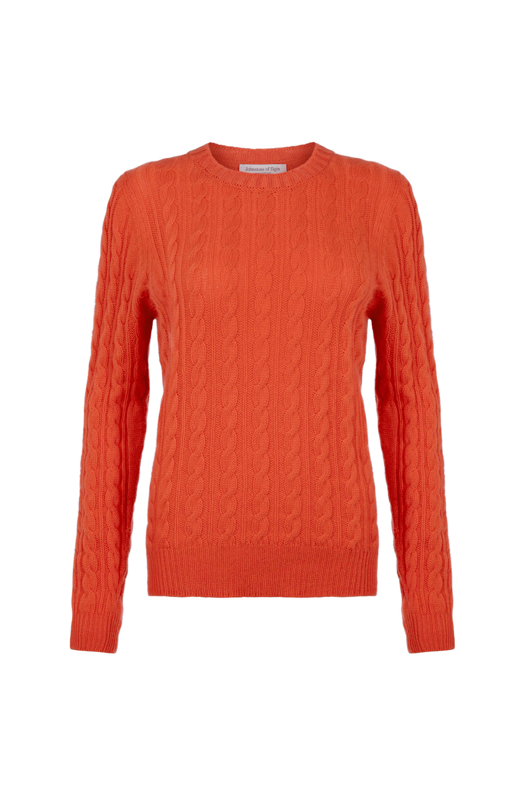 Johnstons of Elgin - Cable Cashmere Orange Sweater