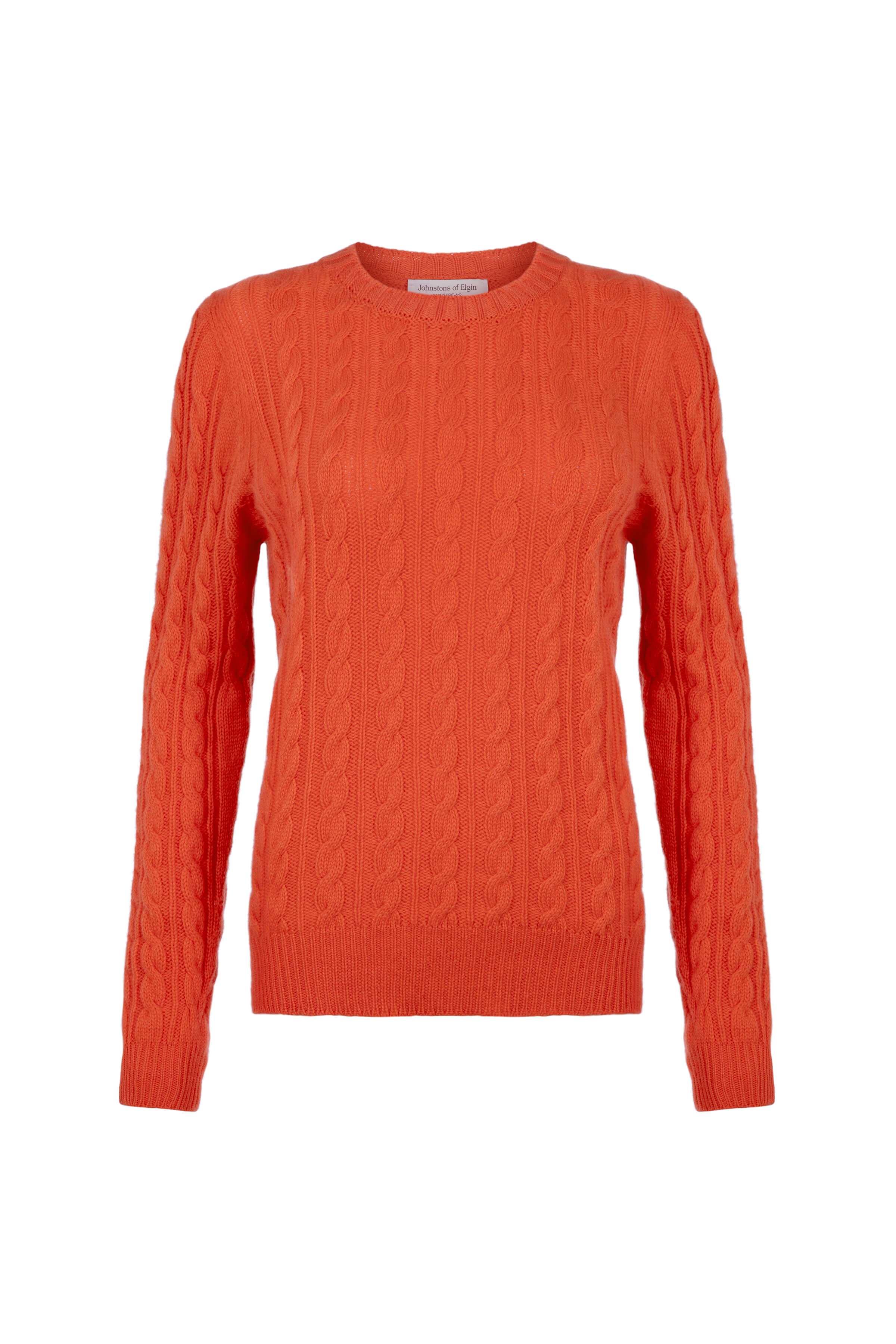Johnstons of Elgin - Cable Cashmere Orange Sweater