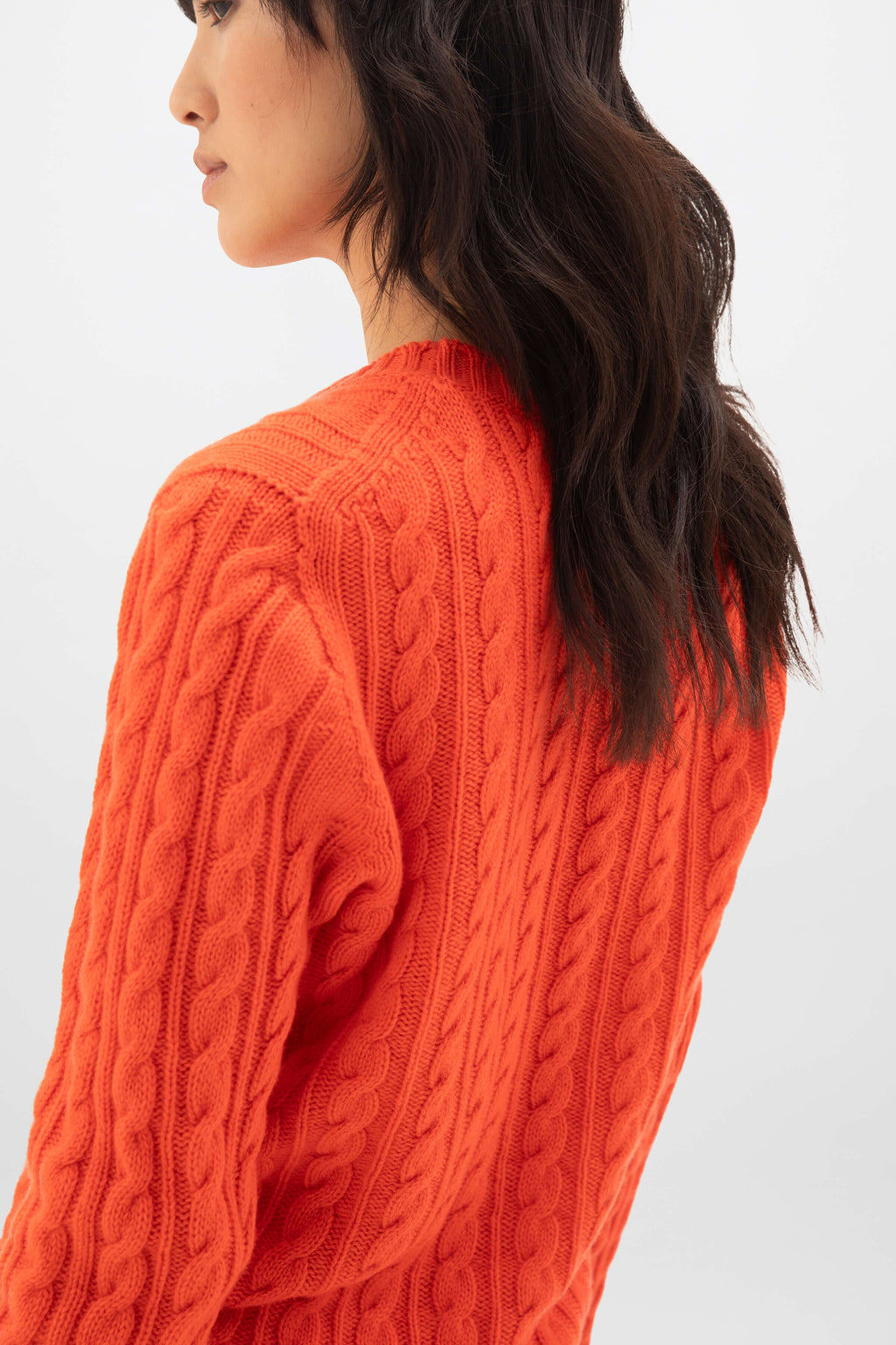 Johnstons of Elgin - Cable Cashmere Orange Sweater
