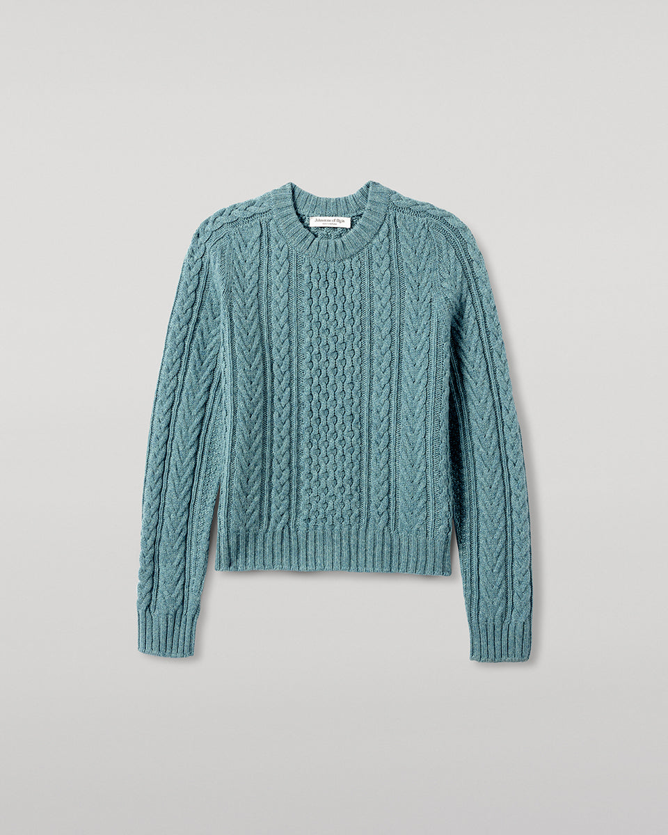 Johnstons of Elgin - Aran Cable Green Cashmere Jumper