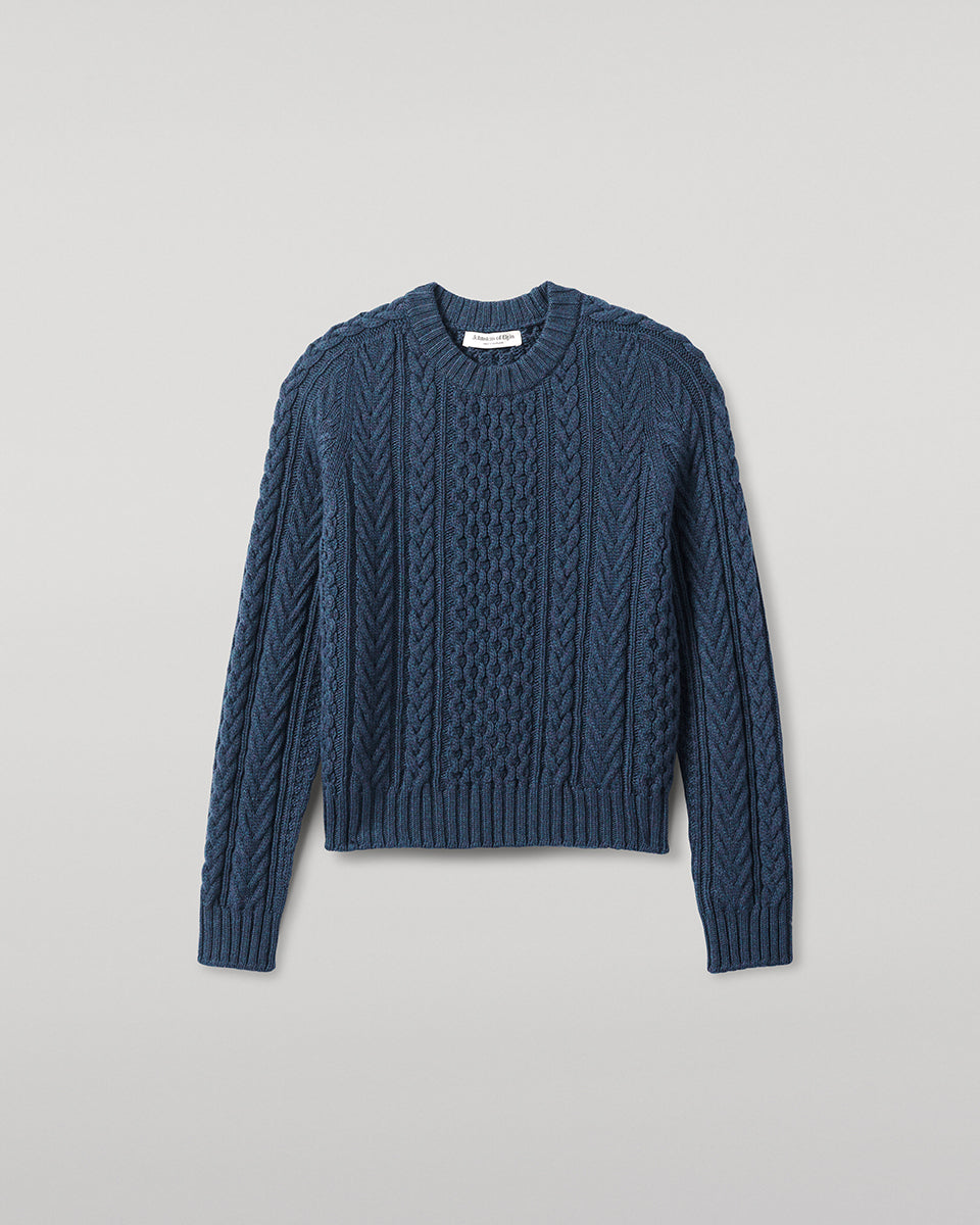 Johnstons of Elgin - Aran Cable Navy Cashmere Jumper