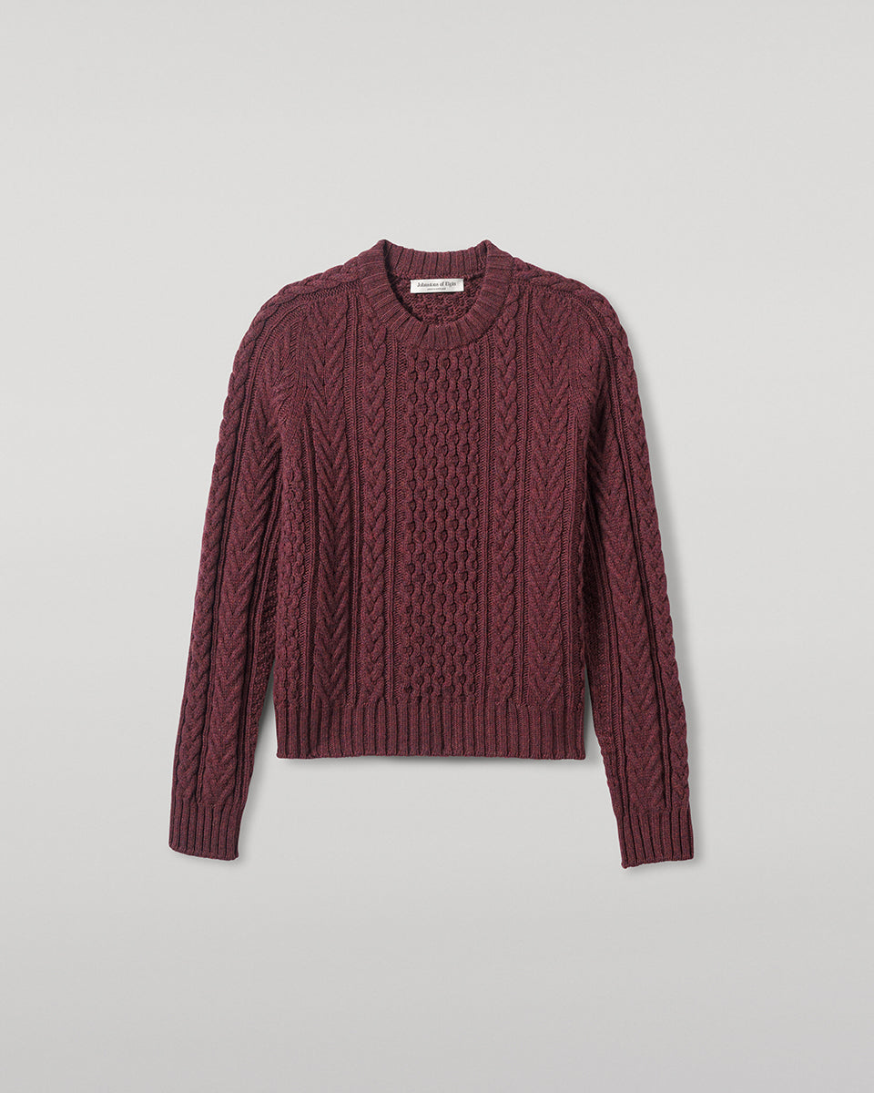 Johnstons of Elgin - Aran Cable Purple Cashmere Jumper