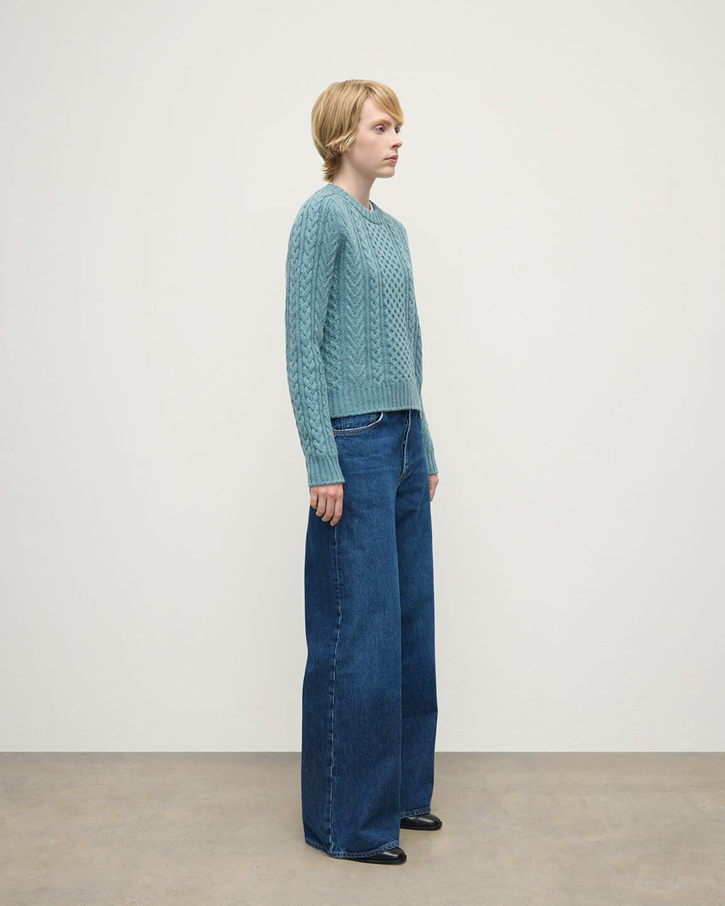 Johnstons of Elgin - Aran Cable Green Cashmere Jumper