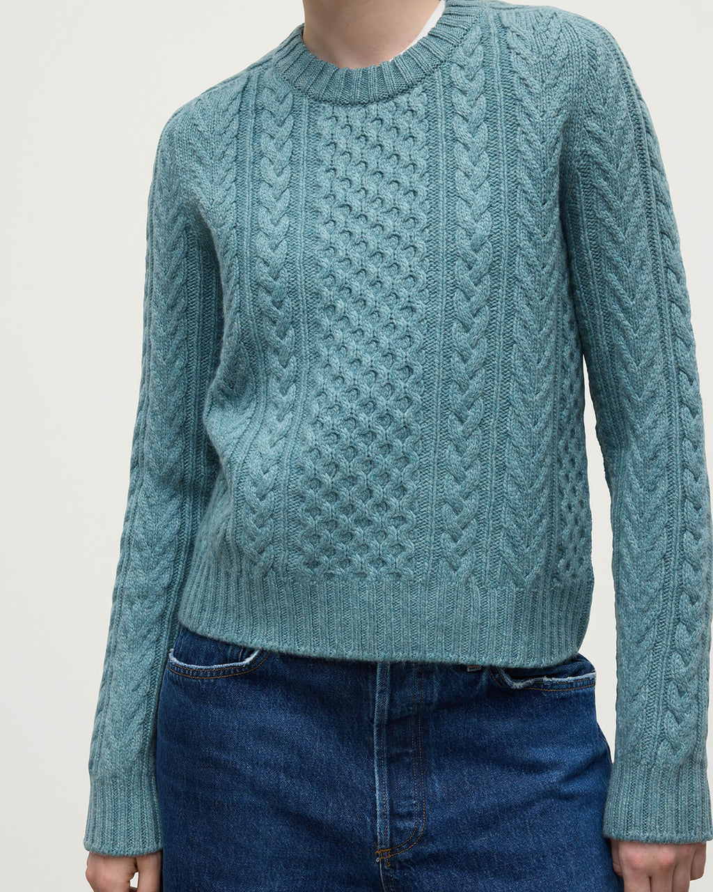 Johnstons of Elgin - Aran Cable Green Cashmere Jumper