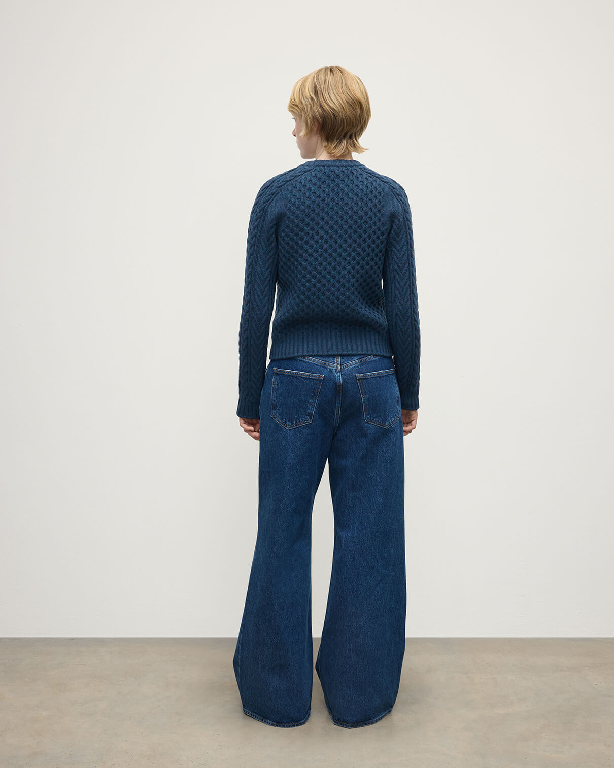 Johnstons of Elgin - Aran Cable Navy Cashmere Jumper