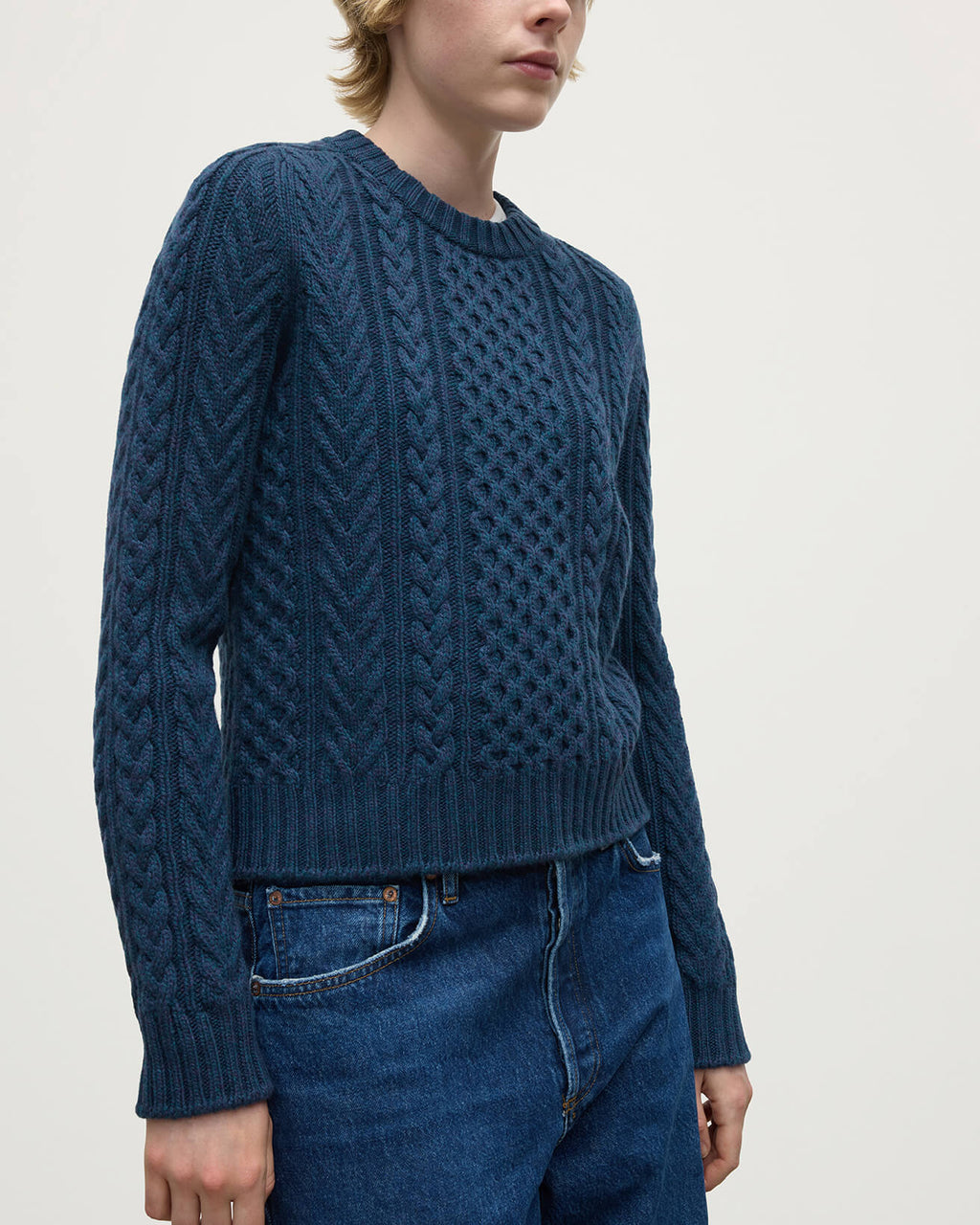 Johnstons of Elgin - Aran Cable Navy Cashmere Jumper