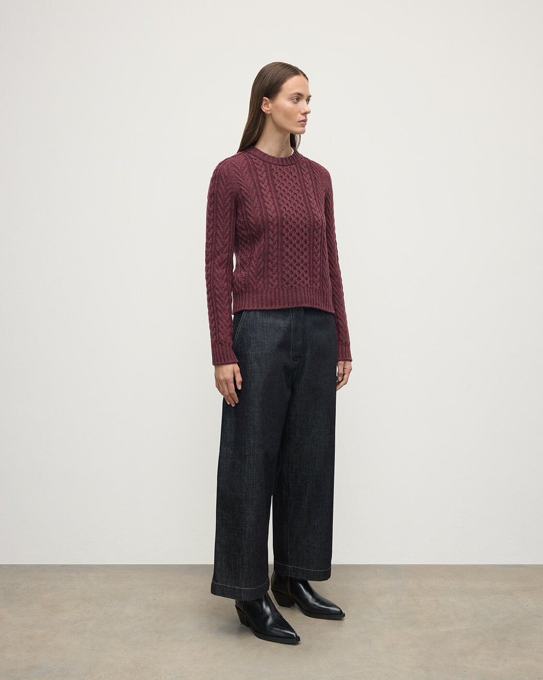 Johnstons of Elgin - Aran Cable Purple Cashmere Jumper