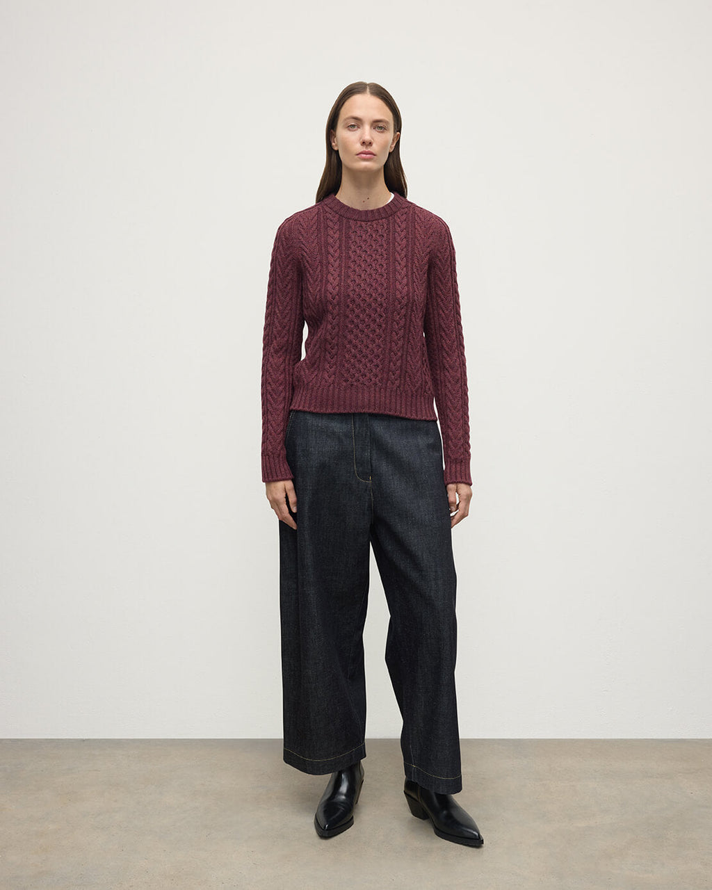 Johnstons of Elgin - Aran Cable Purple Cashmere Jumper