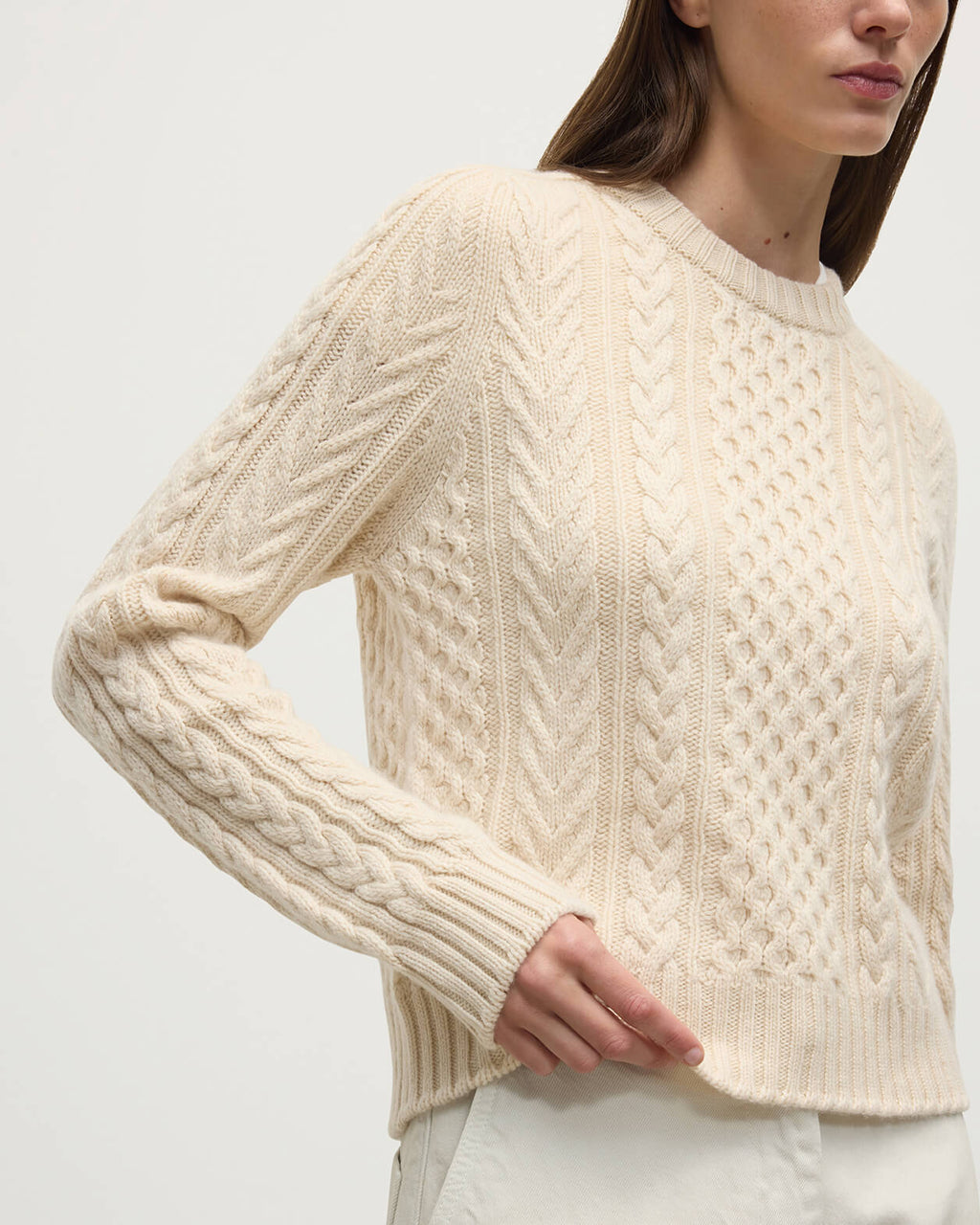 Johnstons of Elgin - Aran Cable Cream Cashmere Jumper