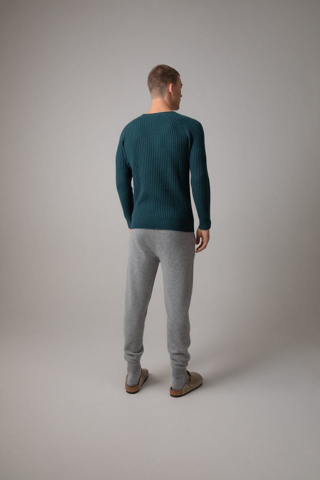Johnstons of Elgin - Integral Ribbed Green Cashmere Jumper