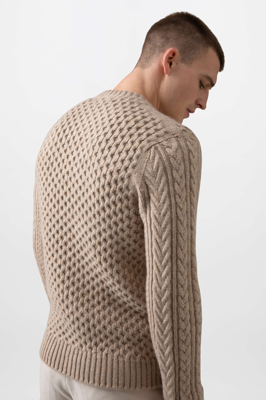 Johnstons of Elgin - Aran Cable Cashmere Natural Jumper